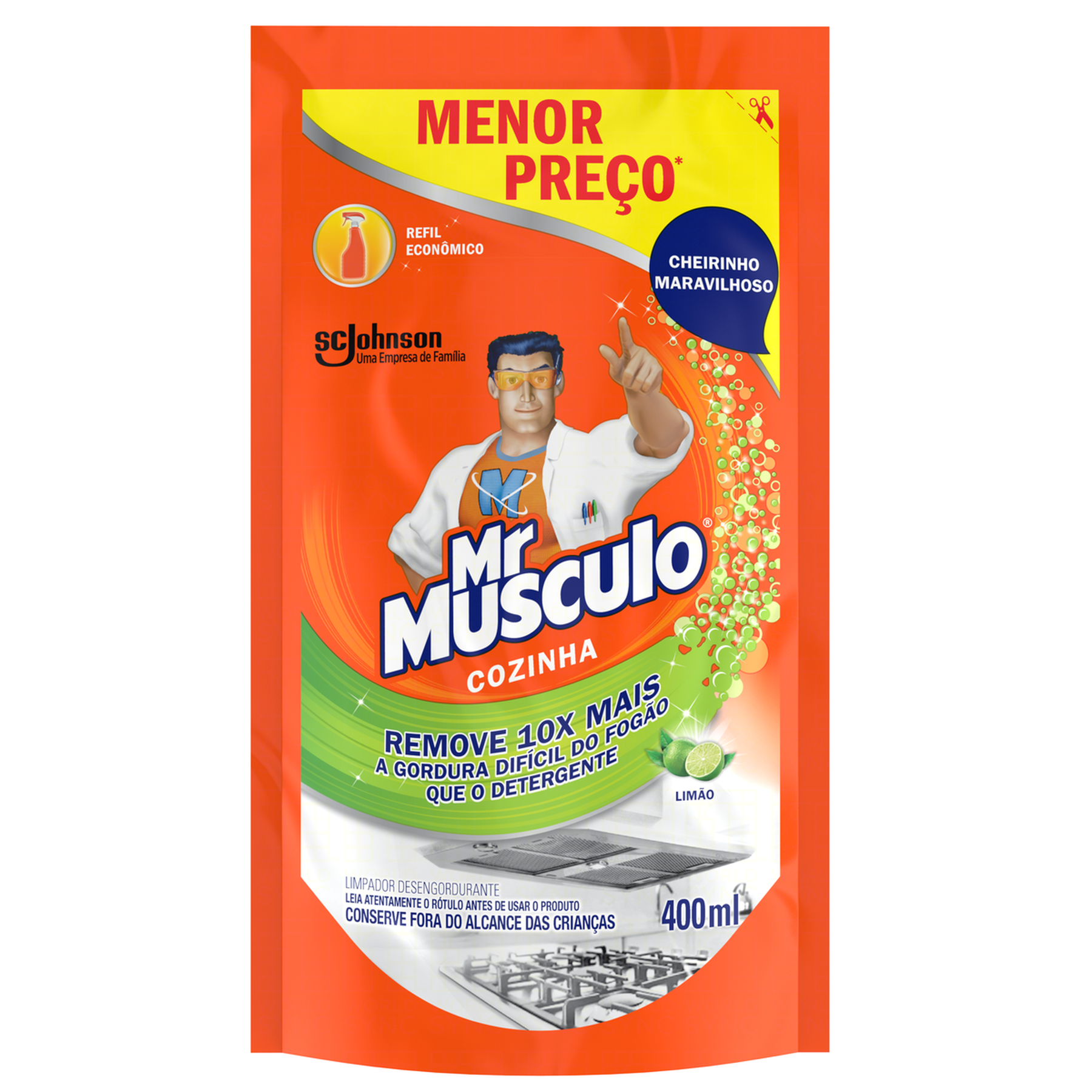 Limpador Desengordurante Cozinha Lim&atilde;o Mr Musculo Sach&ecirc; 400ml Refil - Embalagem Menor Pre&ccedil;o