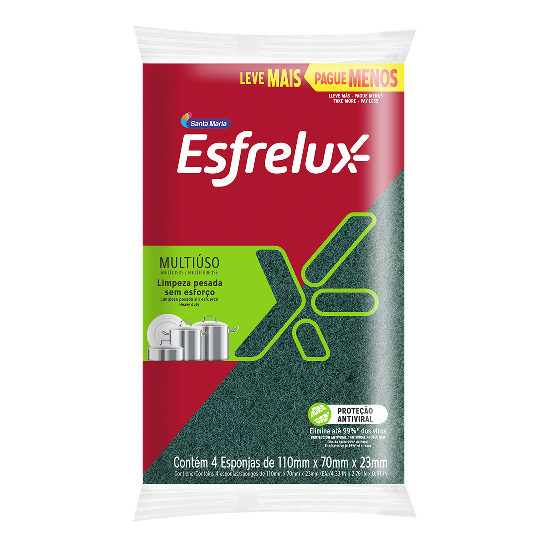 Esponja Multiuso Esfrelux Santa Maria C/4 Unidades