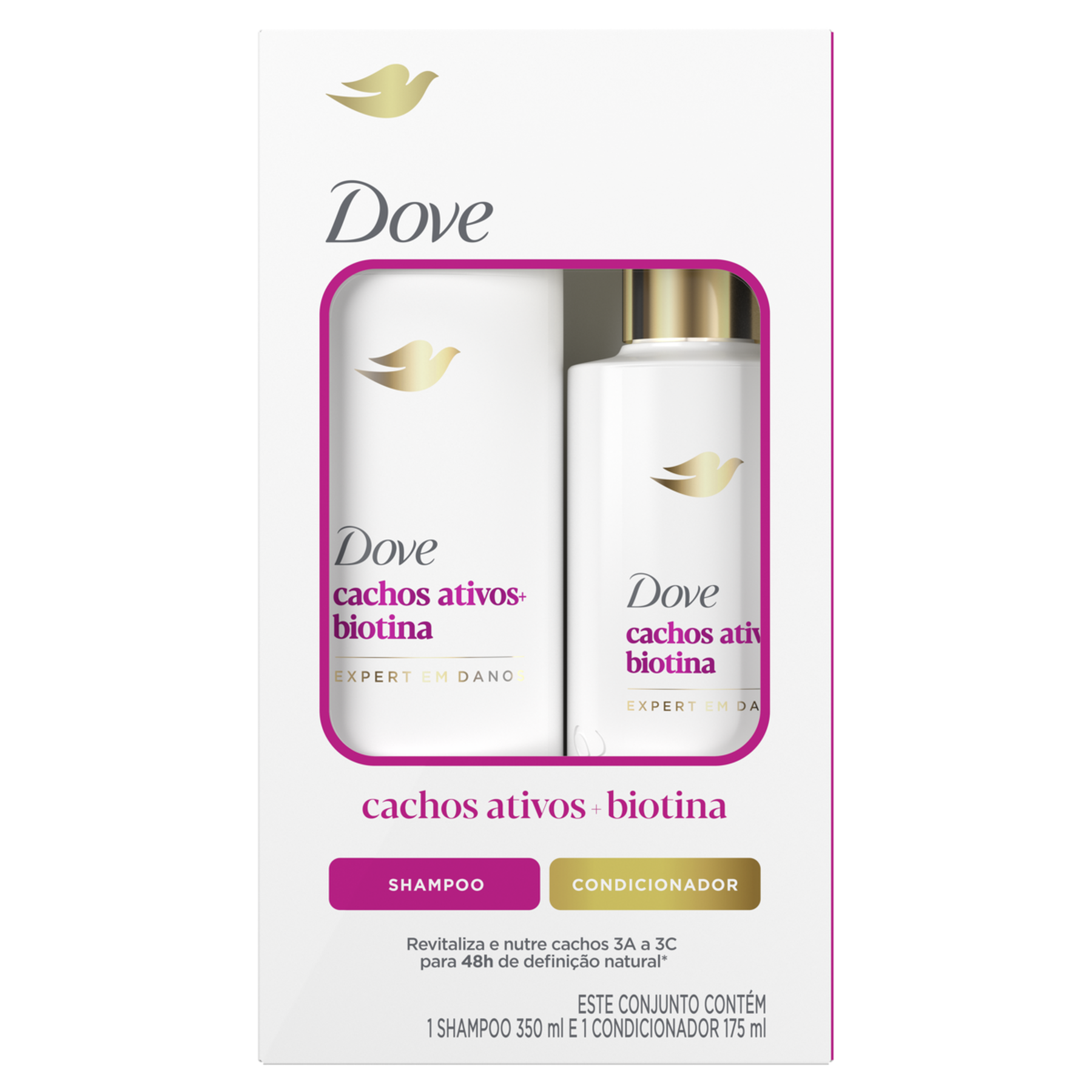 Kit Shampoo 350ml + Condicionador 175ml Dove Cachos Ativos + Biotina