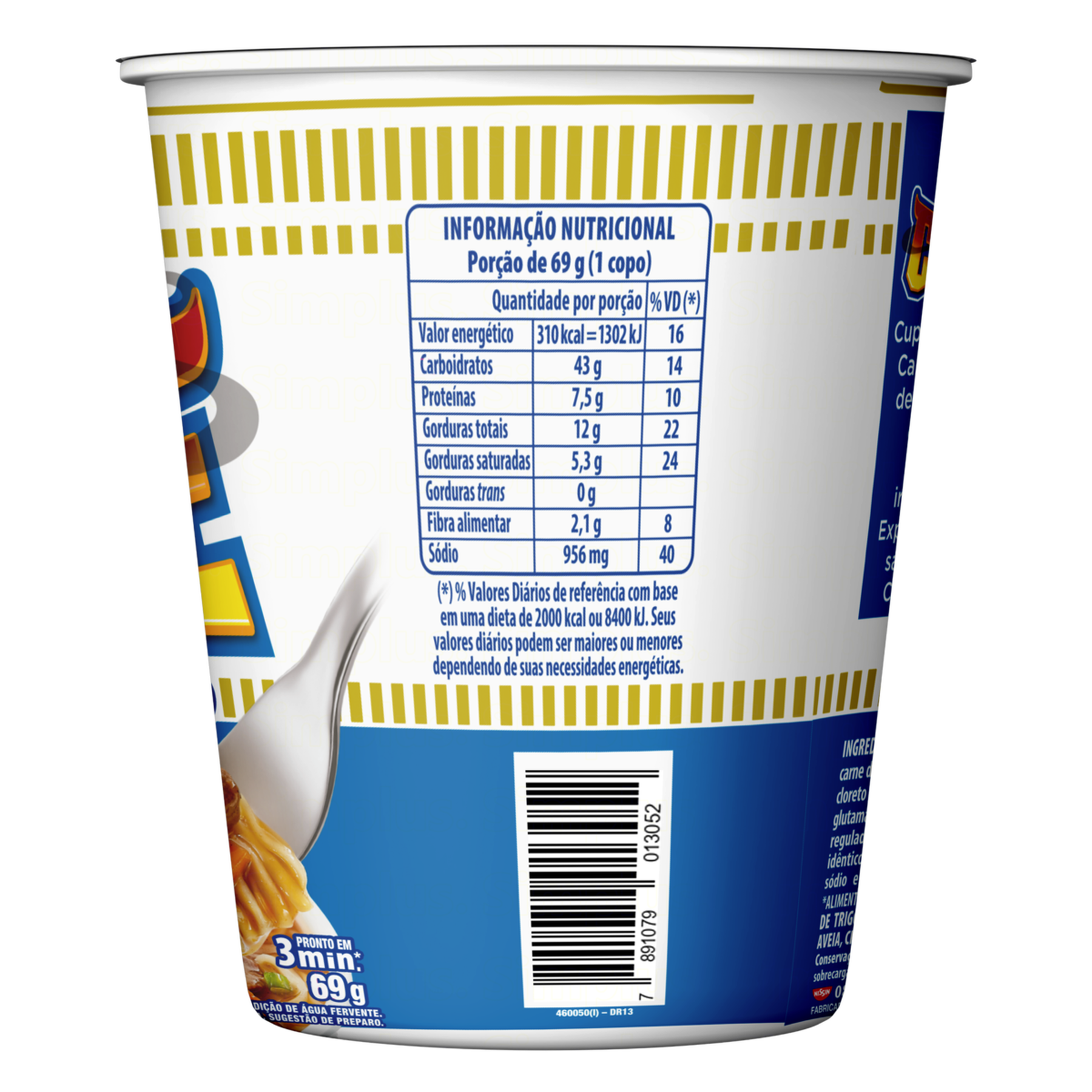 Macarr&atilde;o Instant&acirc;neo Carne Defumada Cup Noodles Copo 69g