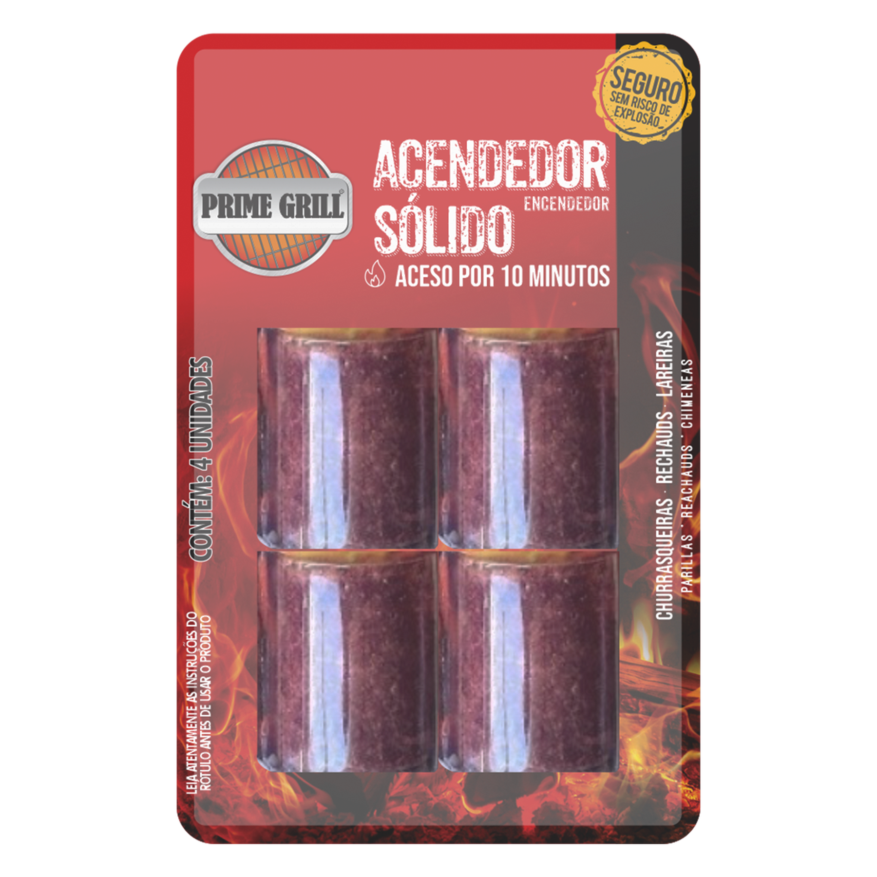 Acendedor S&oacute;lido Prime Grill C/4 Unidades