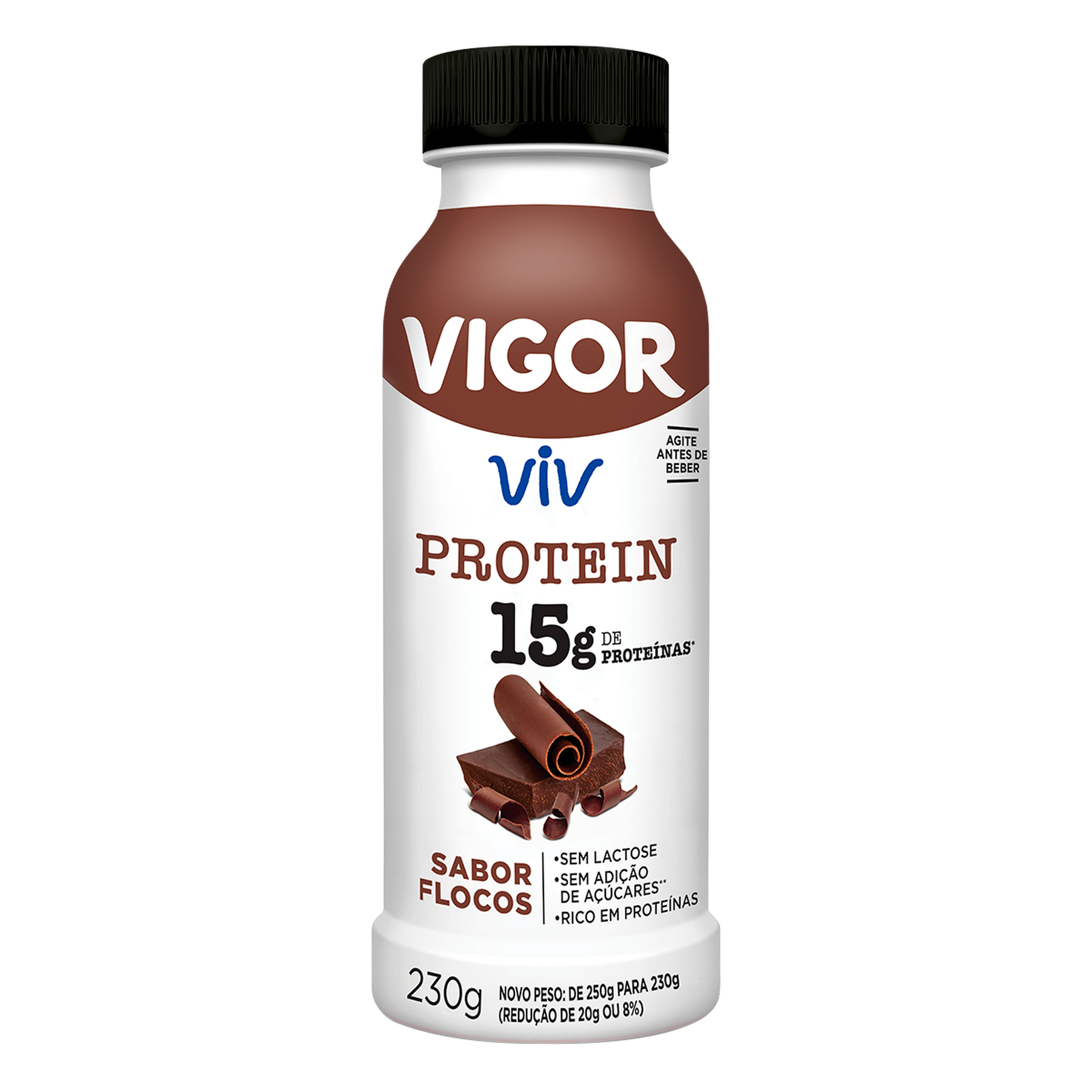 Iogurte Desnatado Viv Flocos Protein 15g Vigor Frasco 230g