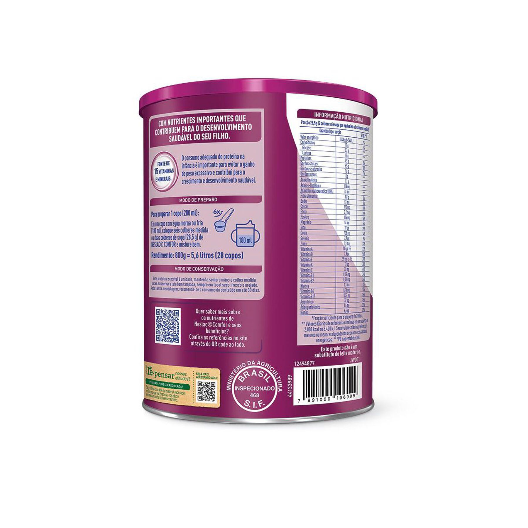 Composto lácteo NESLAC comfor 800g