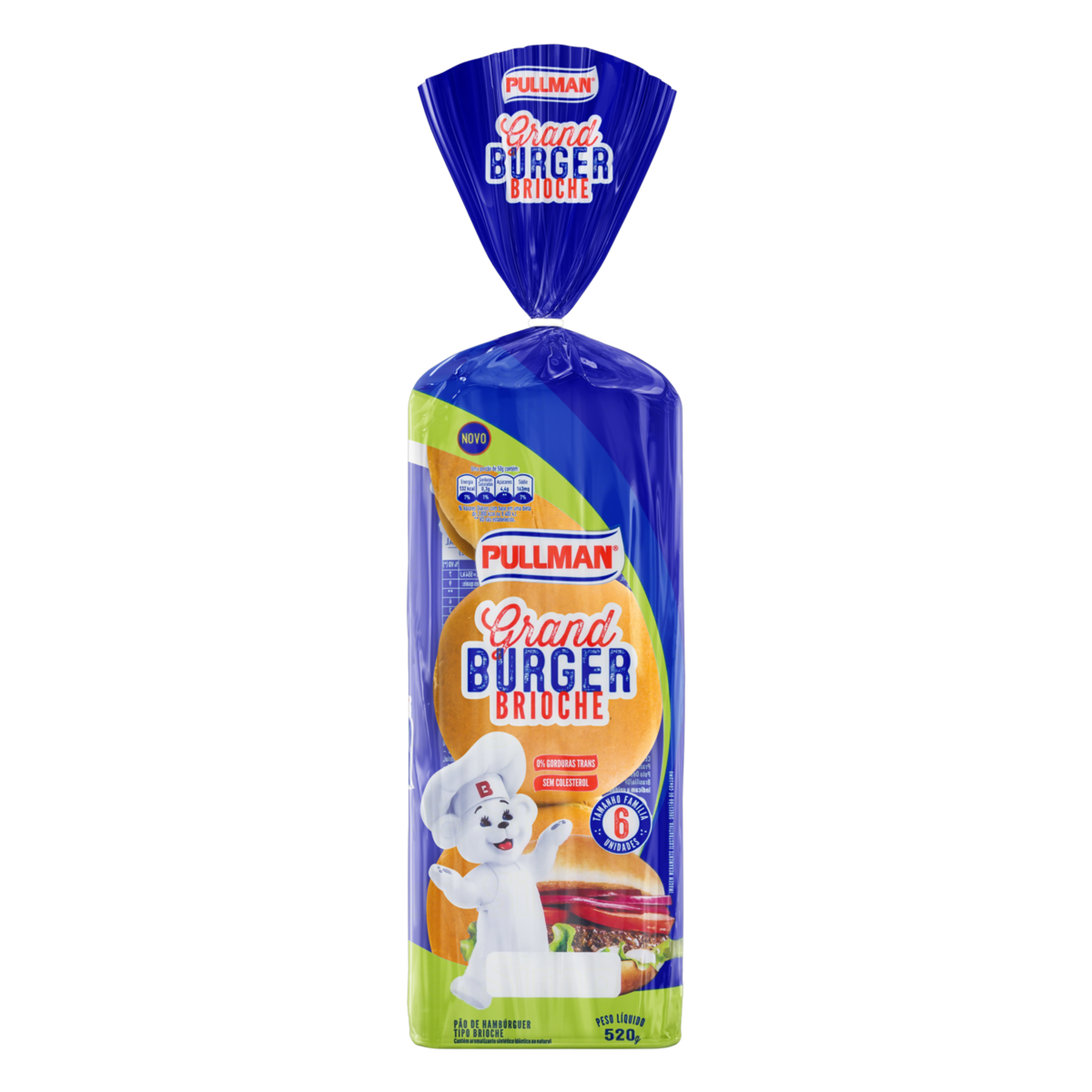Pão para Hambúrguer Brioche Pullman Grand Burger Pacote 520g Tamanho Família