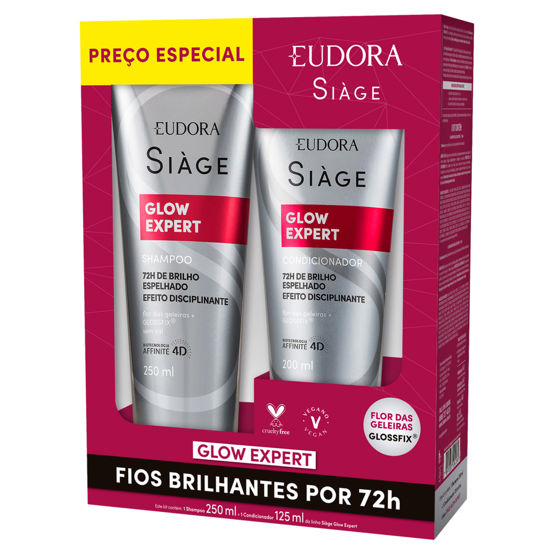 Kit Shampoo 250ml + Condicionador 125ml Si&agrave;ge Glow Expert Eudora