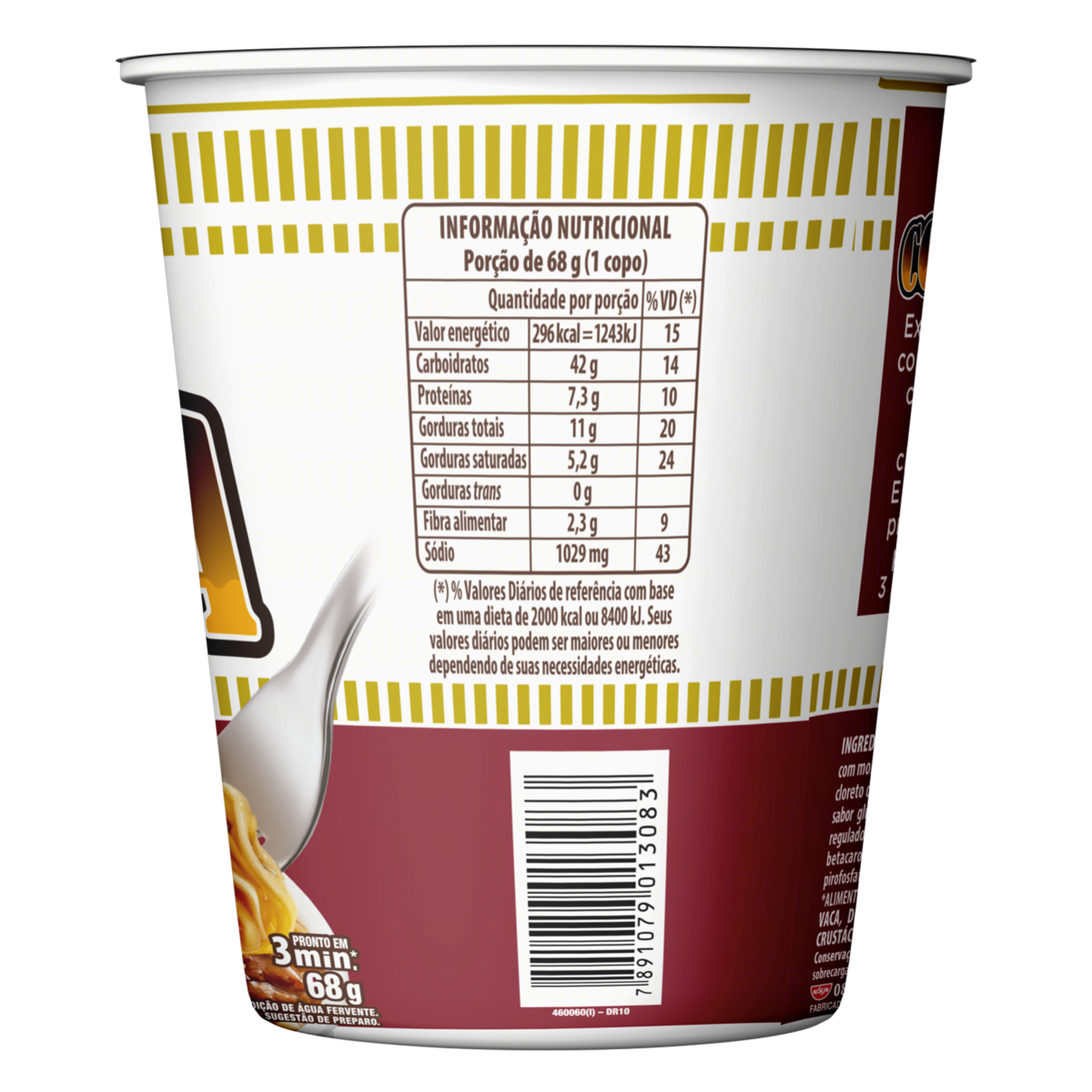 Macarr&atilde;o Instant&acirc;neo Costela com Molho de Churrasco Cup Noodles Copo 68g