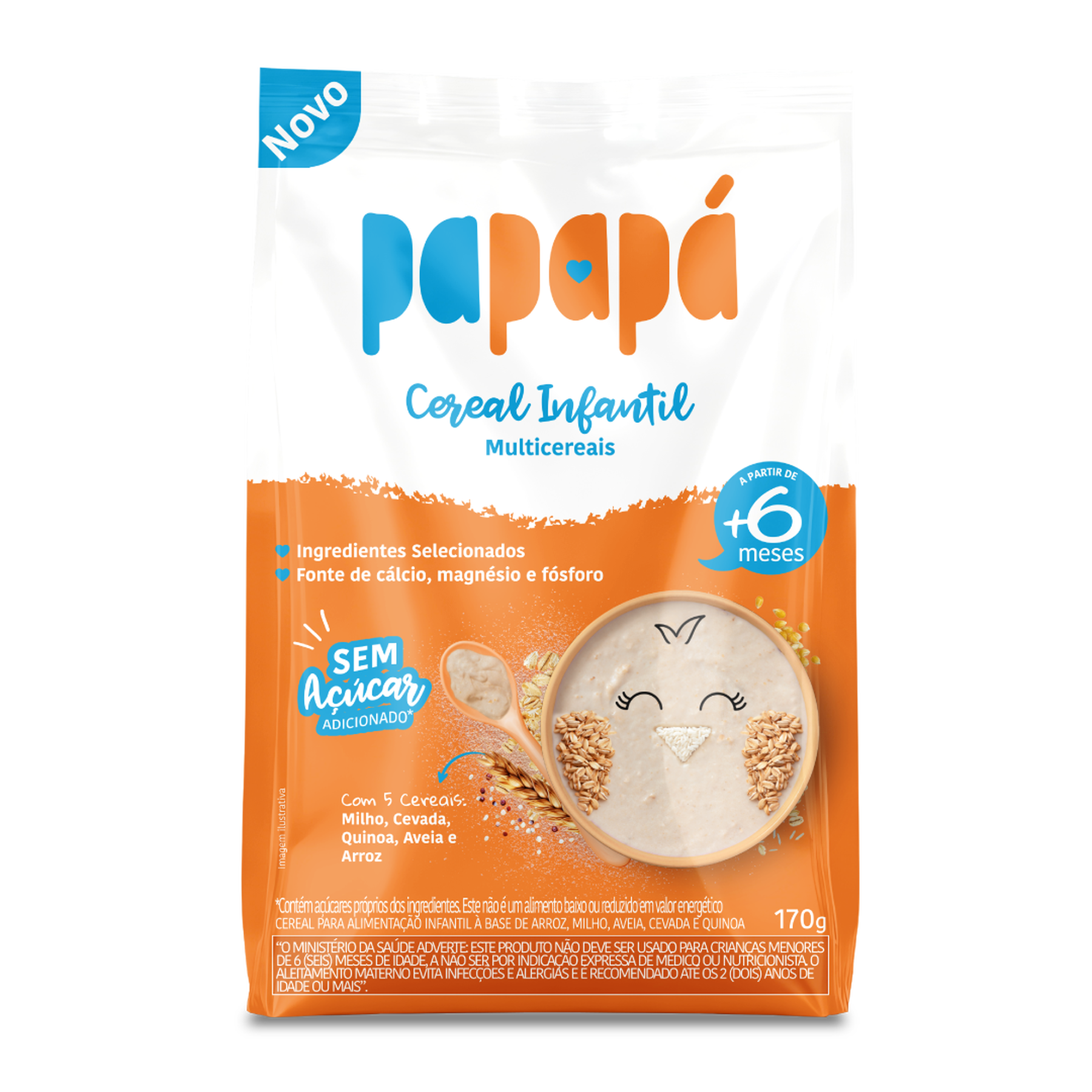 Cereal Infantil Multicereais Papap&aacute; Pacote 170g&nbsp;
