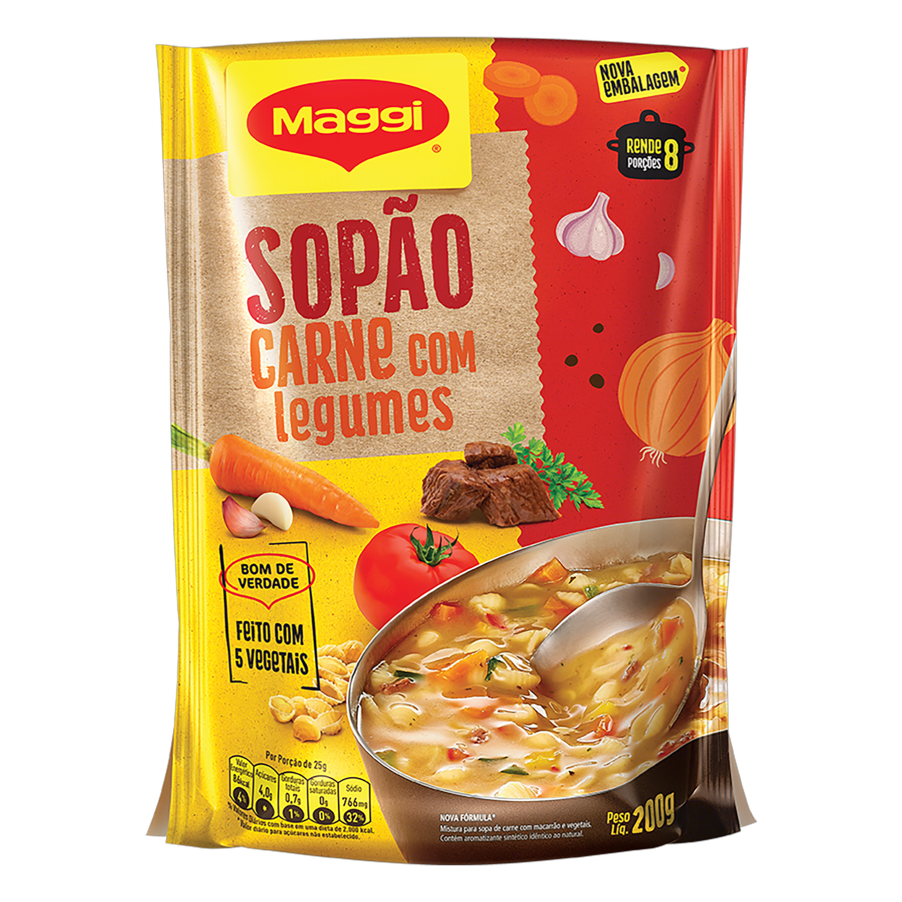 Sop&atilde;o Carne com Legumes Maggi Sach&ecirc; 200g