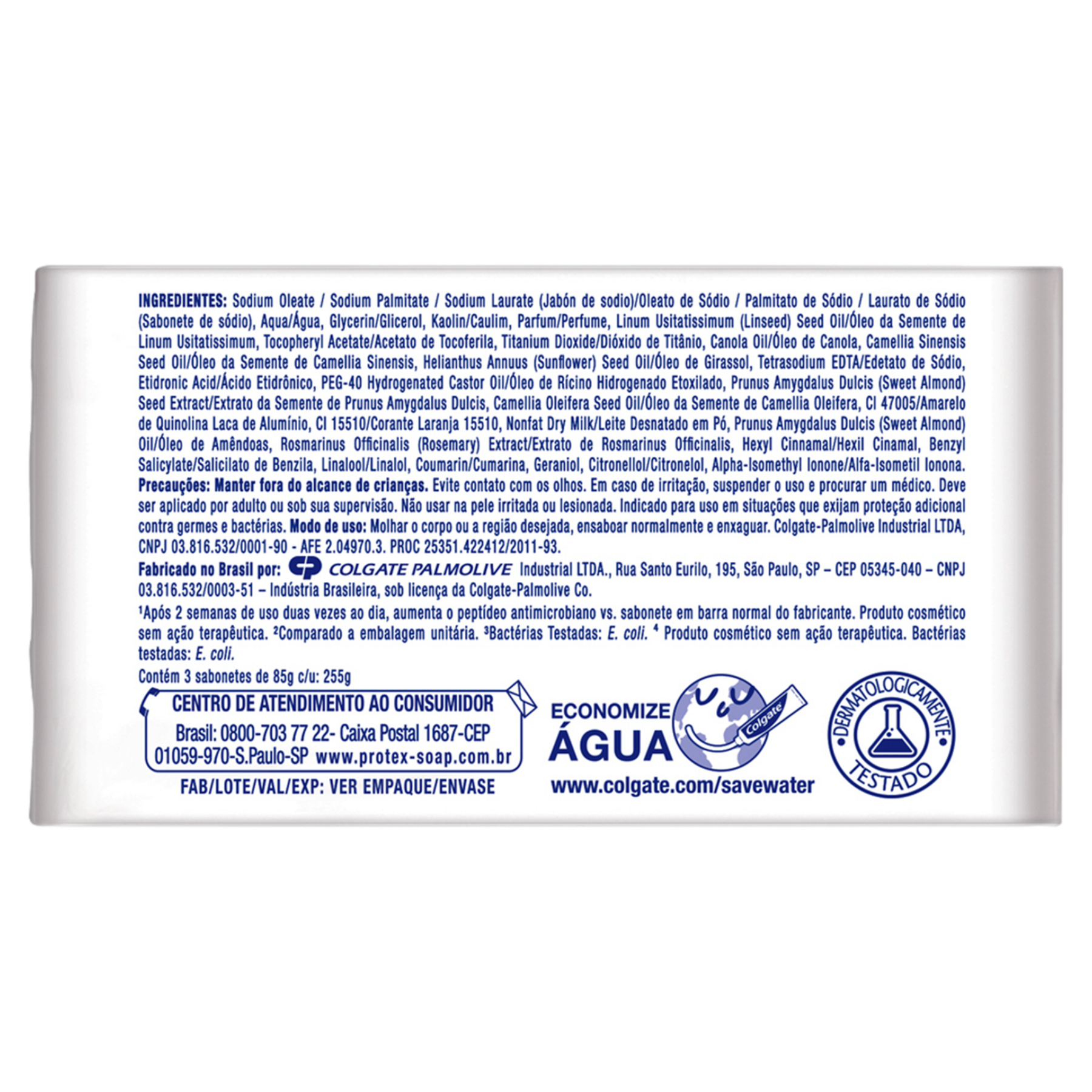 Pack Sabonete Barra Antibacteriano Nutri Protect Glicerina + Vitamina E Protex Envolt&oacute;rio 255g C/3 Unidades Leve Mais Pague Menos