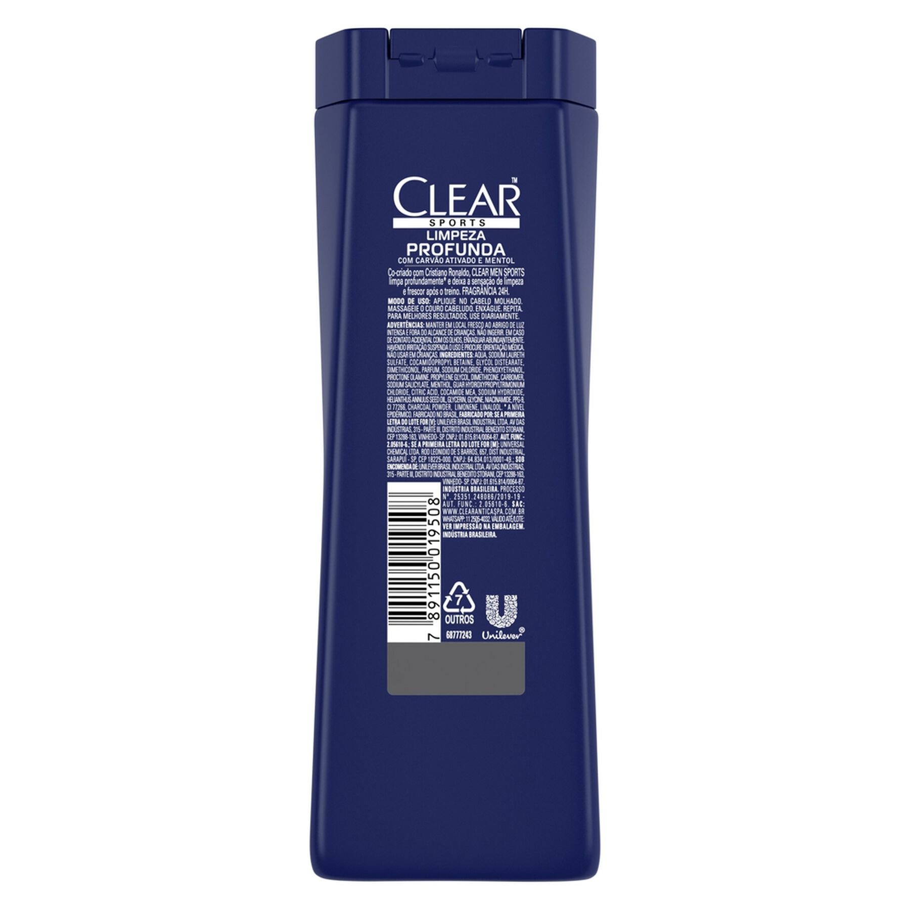 Shampoo Anticaspa Clear Men Sports Cristiano Ronaldo Limpeza Profunda 200ml