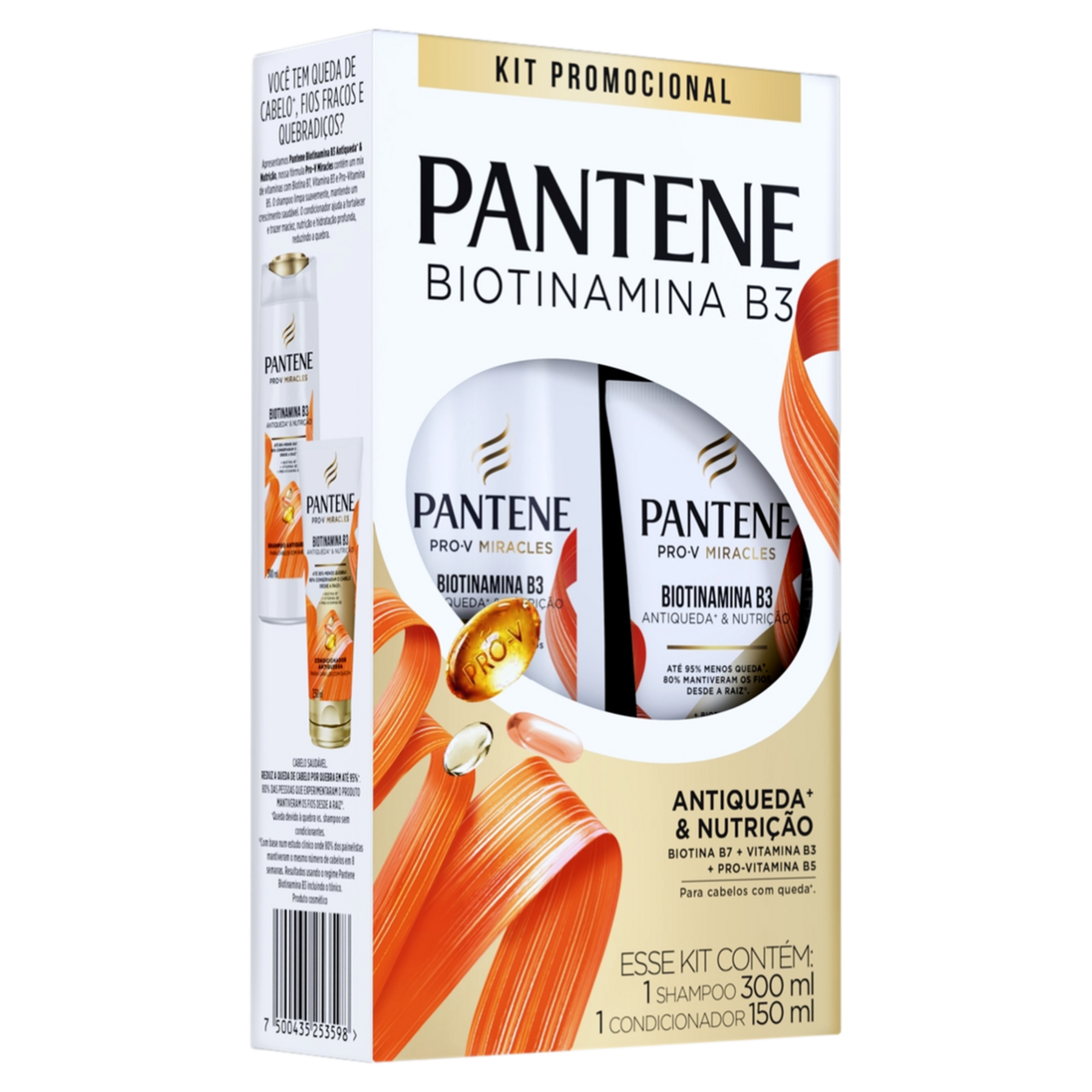 Shampoo 300ml + Condicionador Antiquebra 150ml Biotinamina B3 Antiqueda e Nutrição Pantene