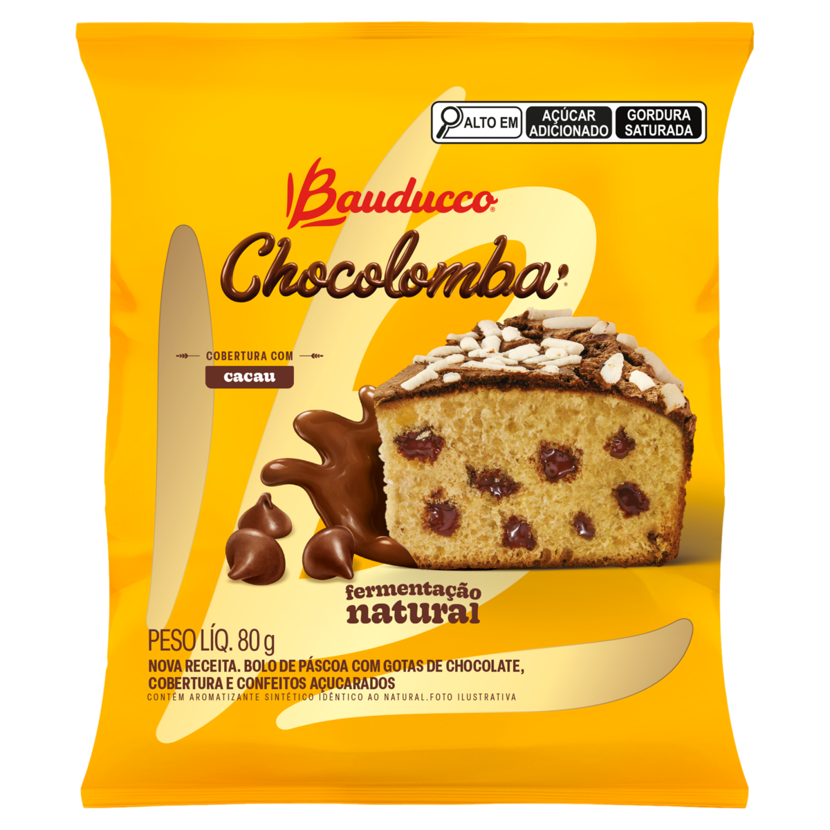 Chocolomba com Gotas de Chocolate, Cobertura e Confeitos A&ccedil;ucarados Bauducco Pacote 80g
