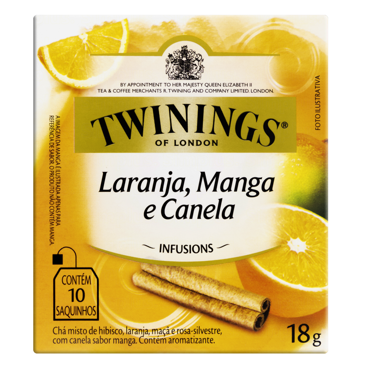 Ch&aacute; de Laranja, Manga e Canela Twinings Of London Infusions Caixa 18g C/10 Unidades