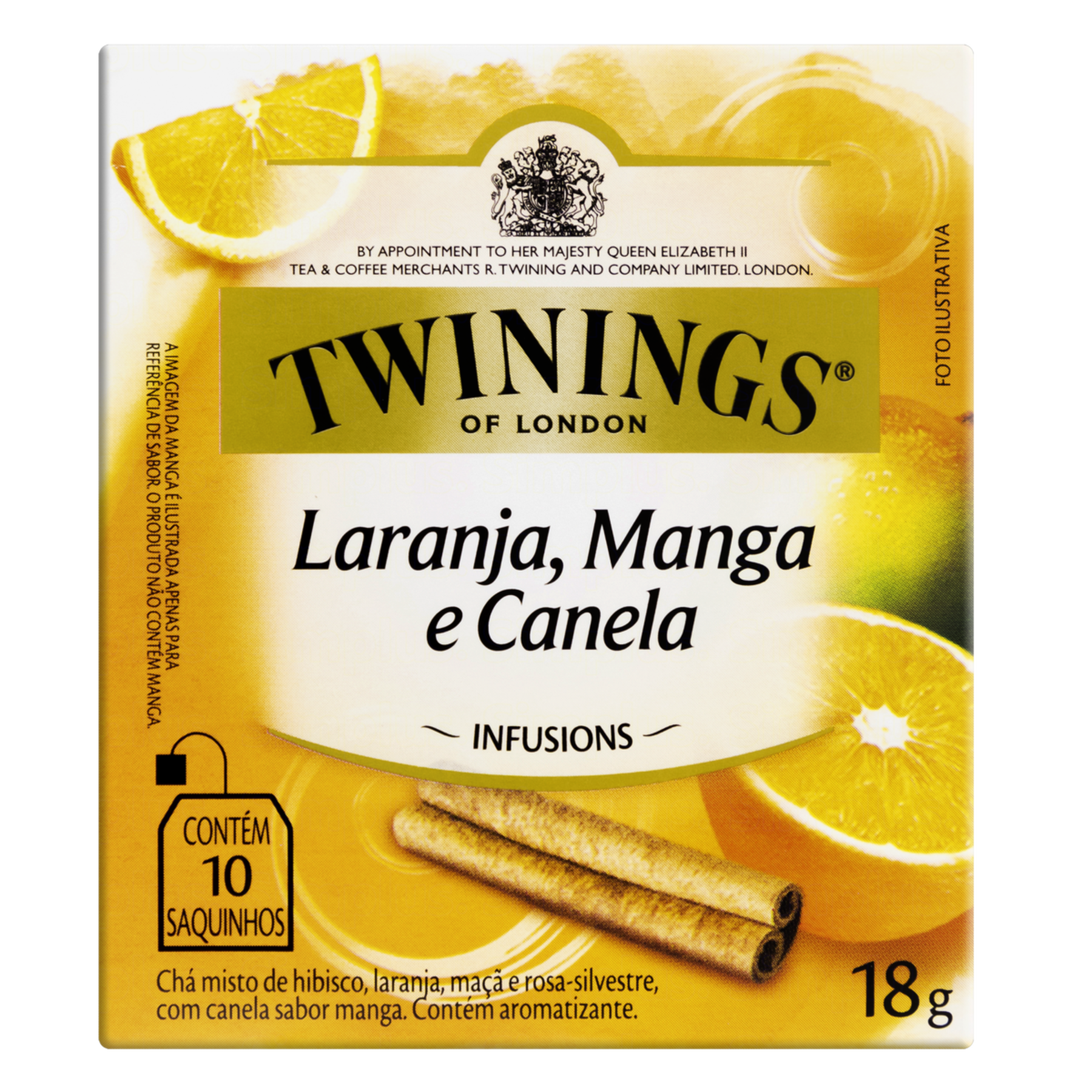 Ch&aacute; de Laranja, Manga e Canela Twinings Of London Infusions Caixa 18g C/10 Unidades