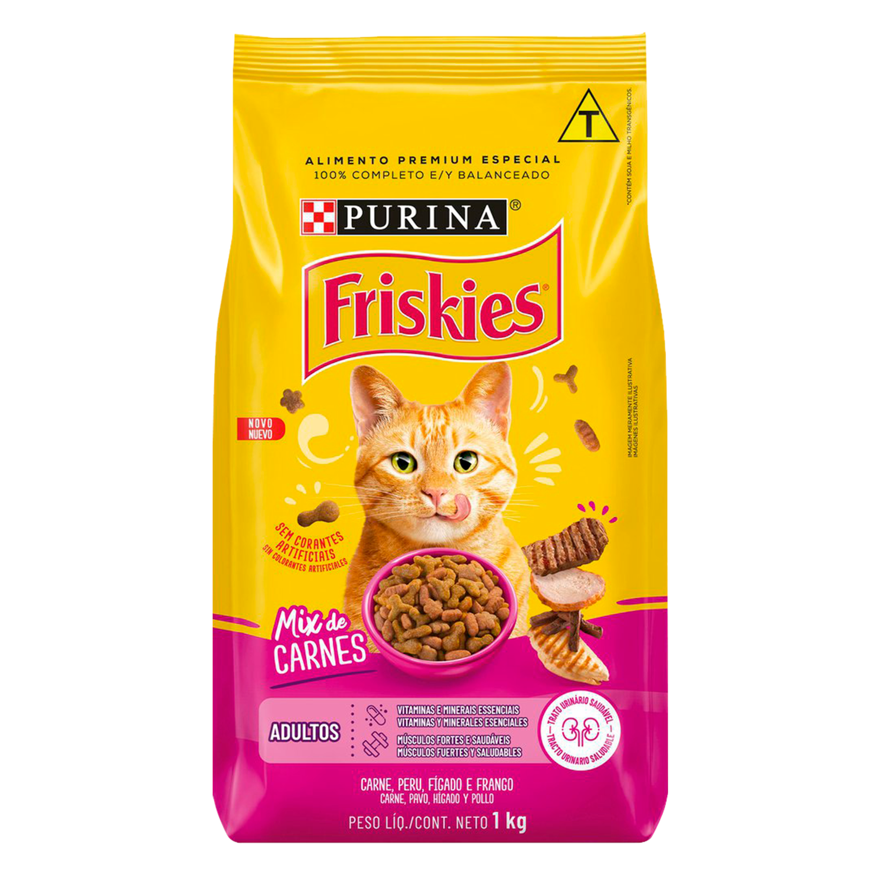 Alimento para Gatos Adultos Mix de Carnes Purina Friskies Pacote 1kg