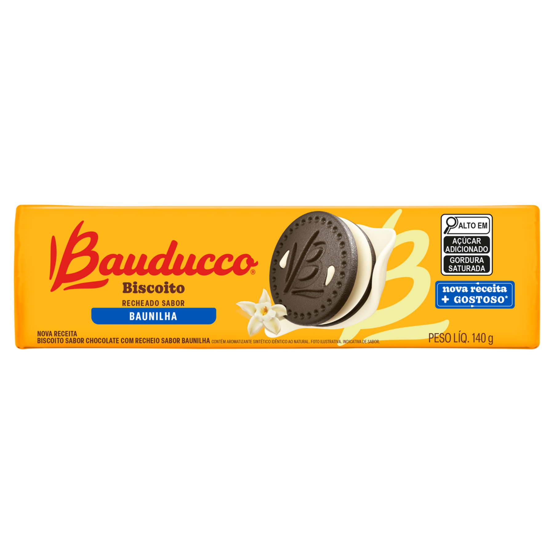 Biscoito Chocolate Recheio Baunilha Bauducco Pacote 140g
