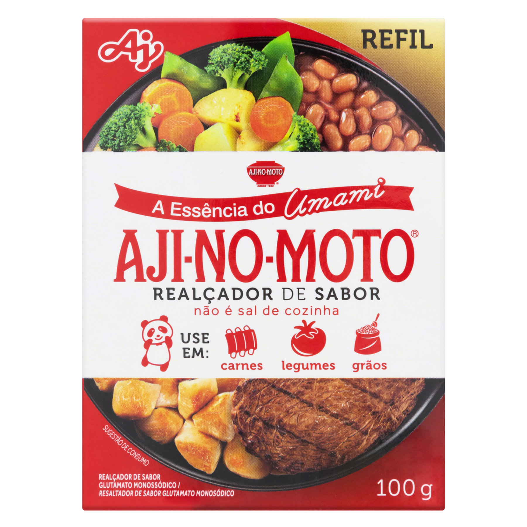 Real&ccedil;ador de Sabor Umami Aji-No-Moto Caixa 100g Refil