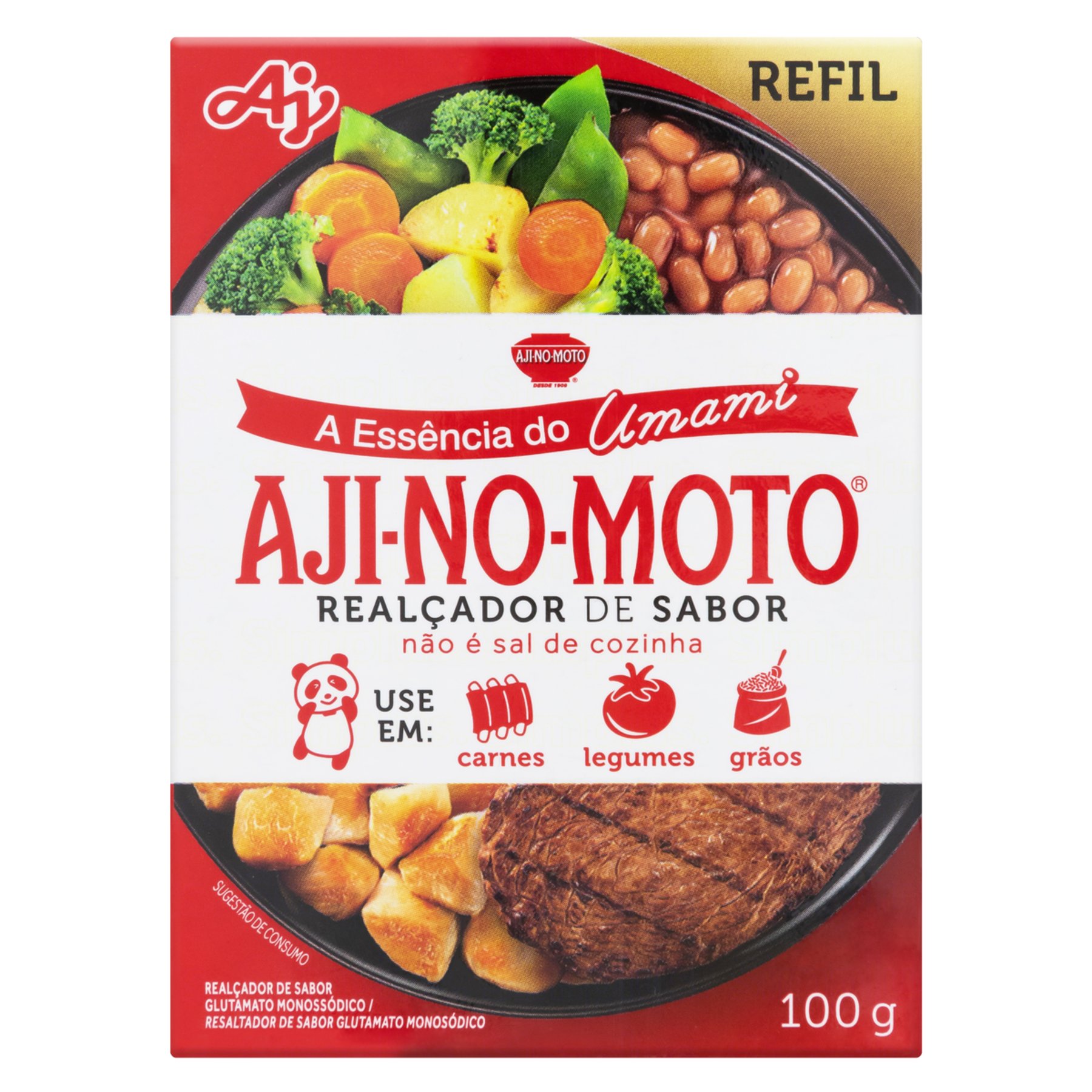 Realçador de Sabor Umami Aji-No-Moto Caixa 100g Refil