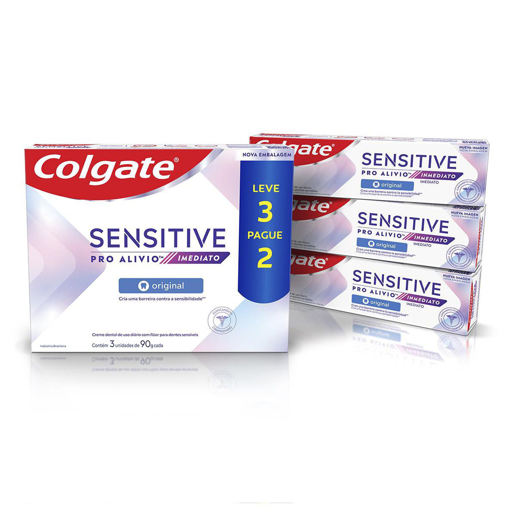 Creme Dental para Sensibilidade Colgate Sensitive Pro Alívio Imediato Original 90g 3 unidades