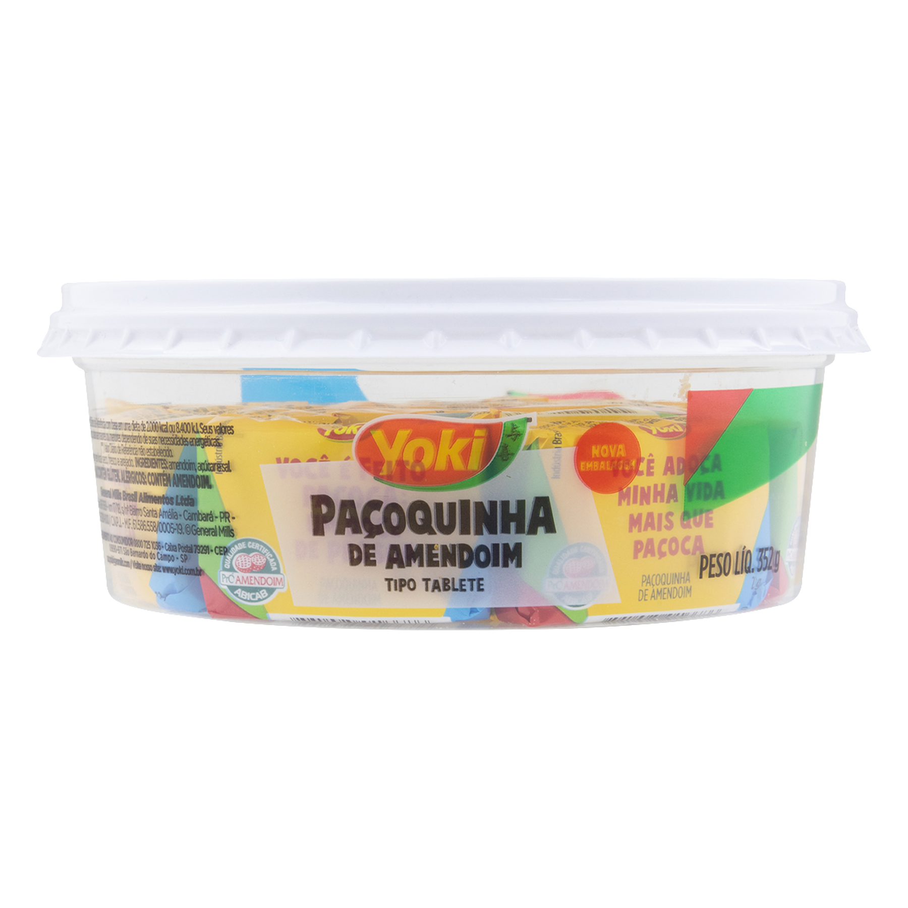 Paçoca Tablete Paçoquinha Yoki Pote 352g