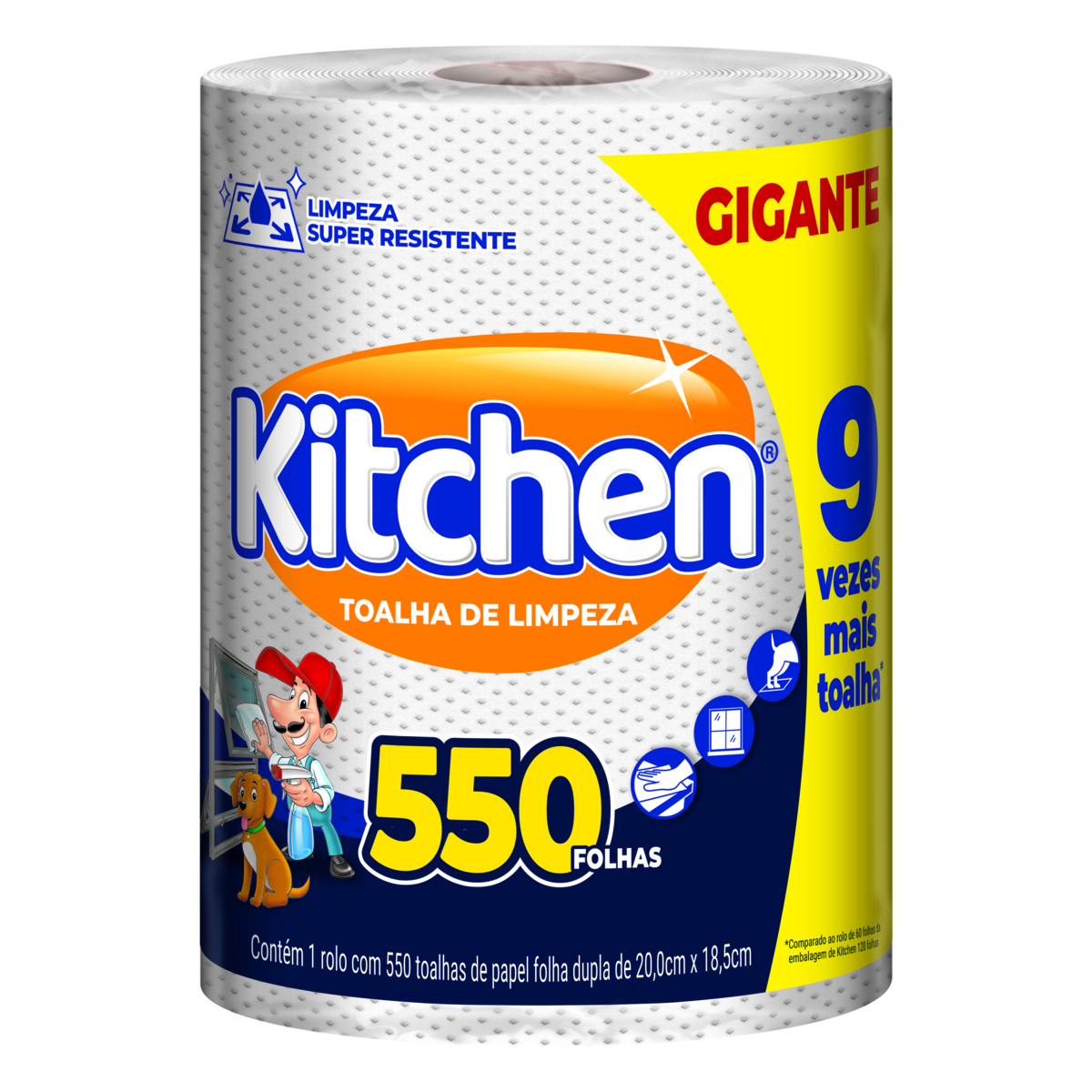 Toalha de Papel Folha Dupla Kitchen Pacote Gigante C/550 Folhas