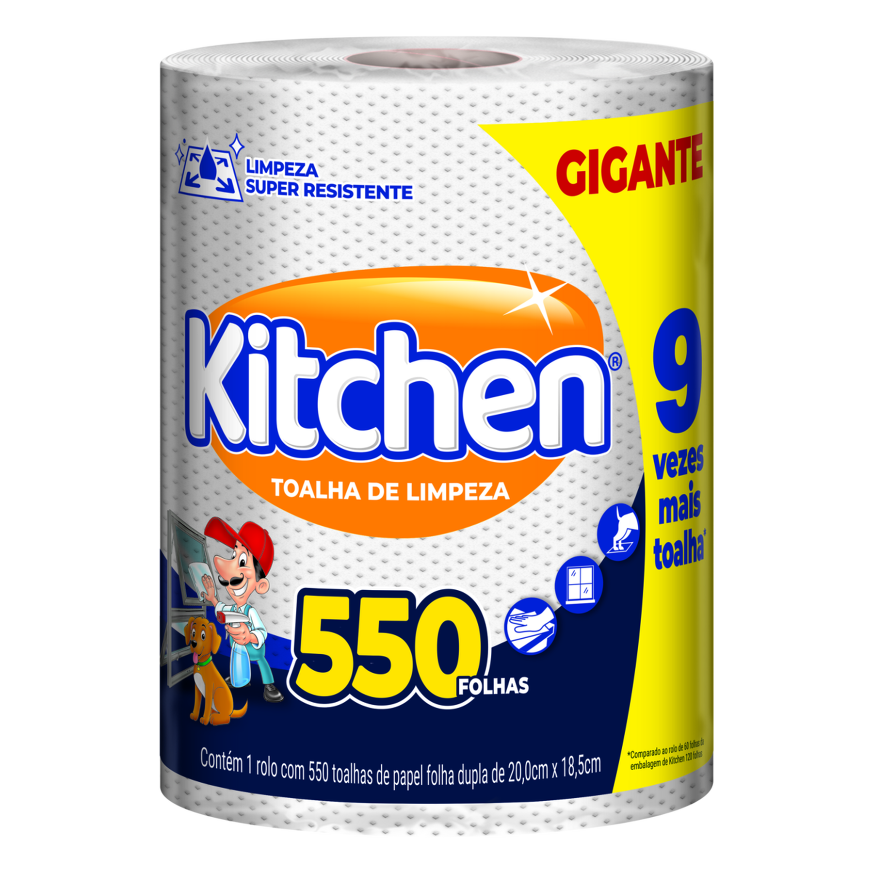 Toalha de Papel Folha Dupla Kitchen Pacote Gigante C/550 Folhas