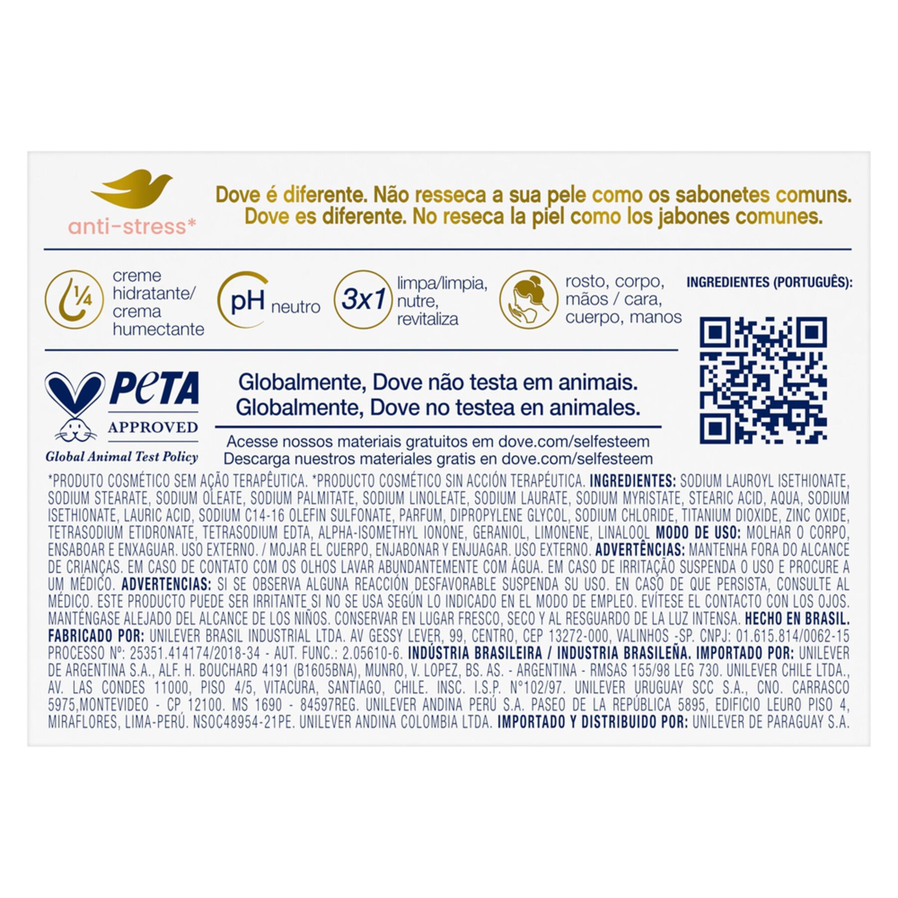 Sabonete em Barra Anti-Stress Micelar Dove Caixa 90g