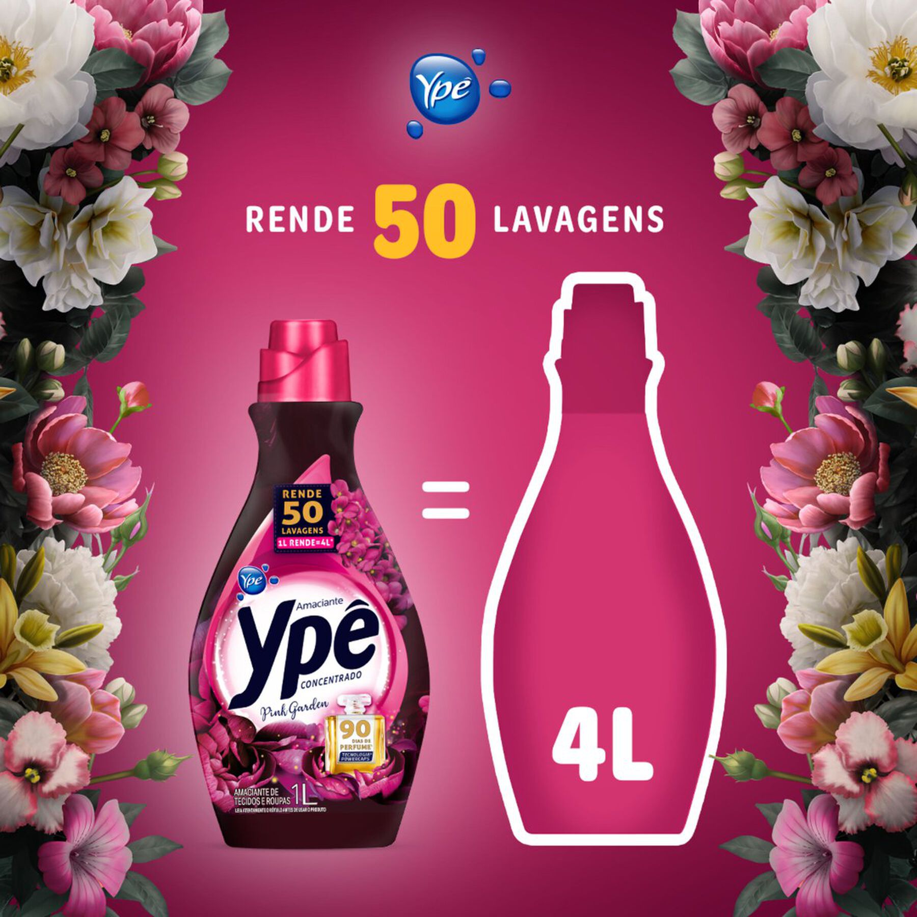 Amaciante de Roupas Concentrado Pink Ypê Frasco 1l