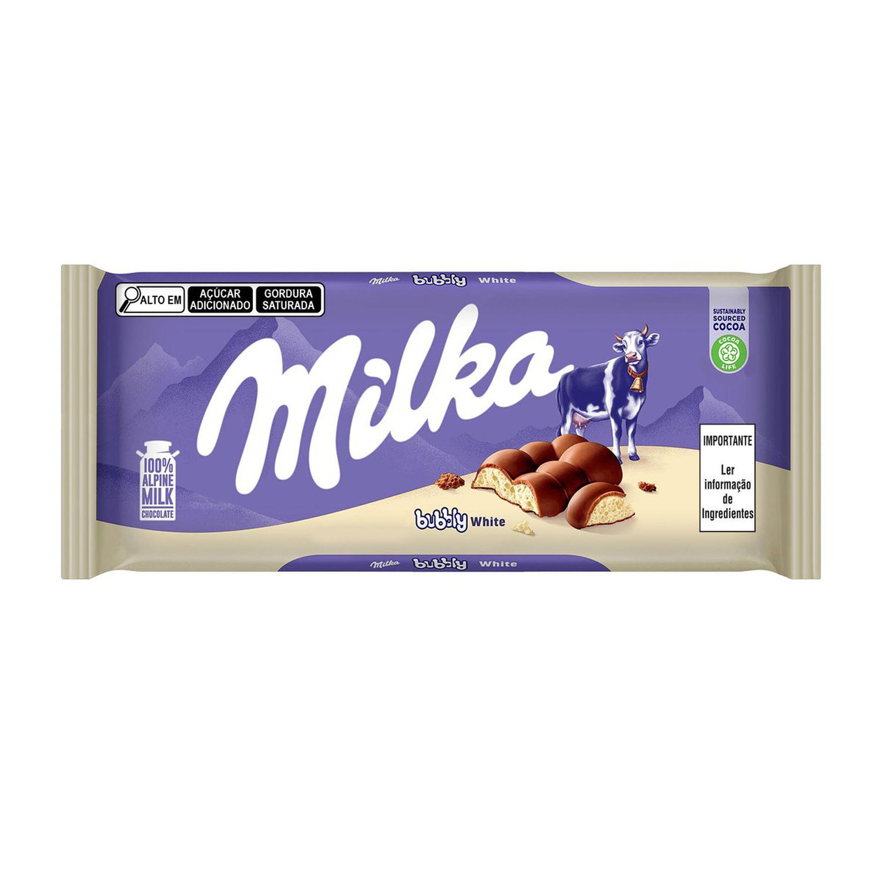 Barra de Chocolate Branco Bubbly Milka 95g