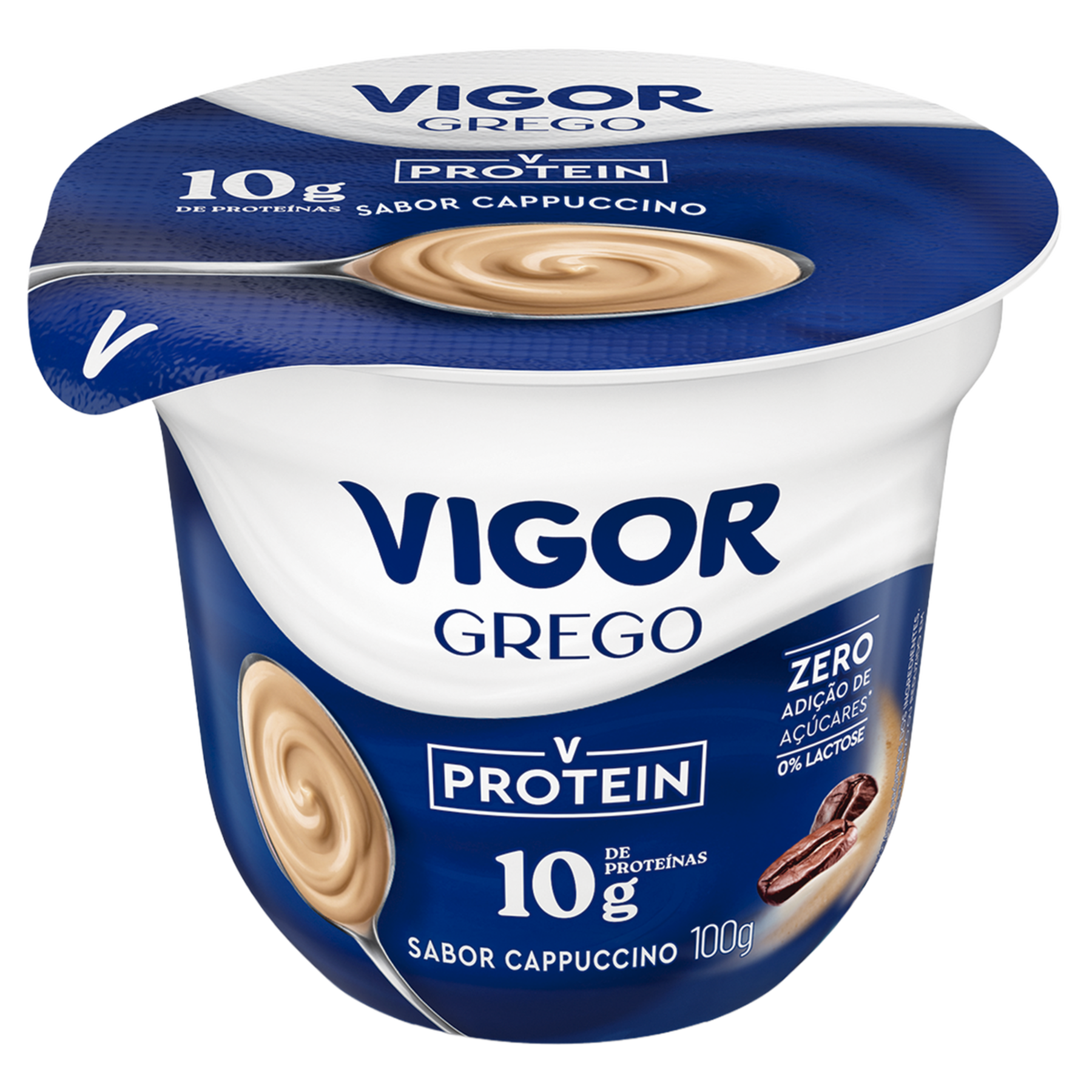 Iogurte Parcialmente Desnatado Grego Cappuccino Zero Protein Vigor Pote 100g