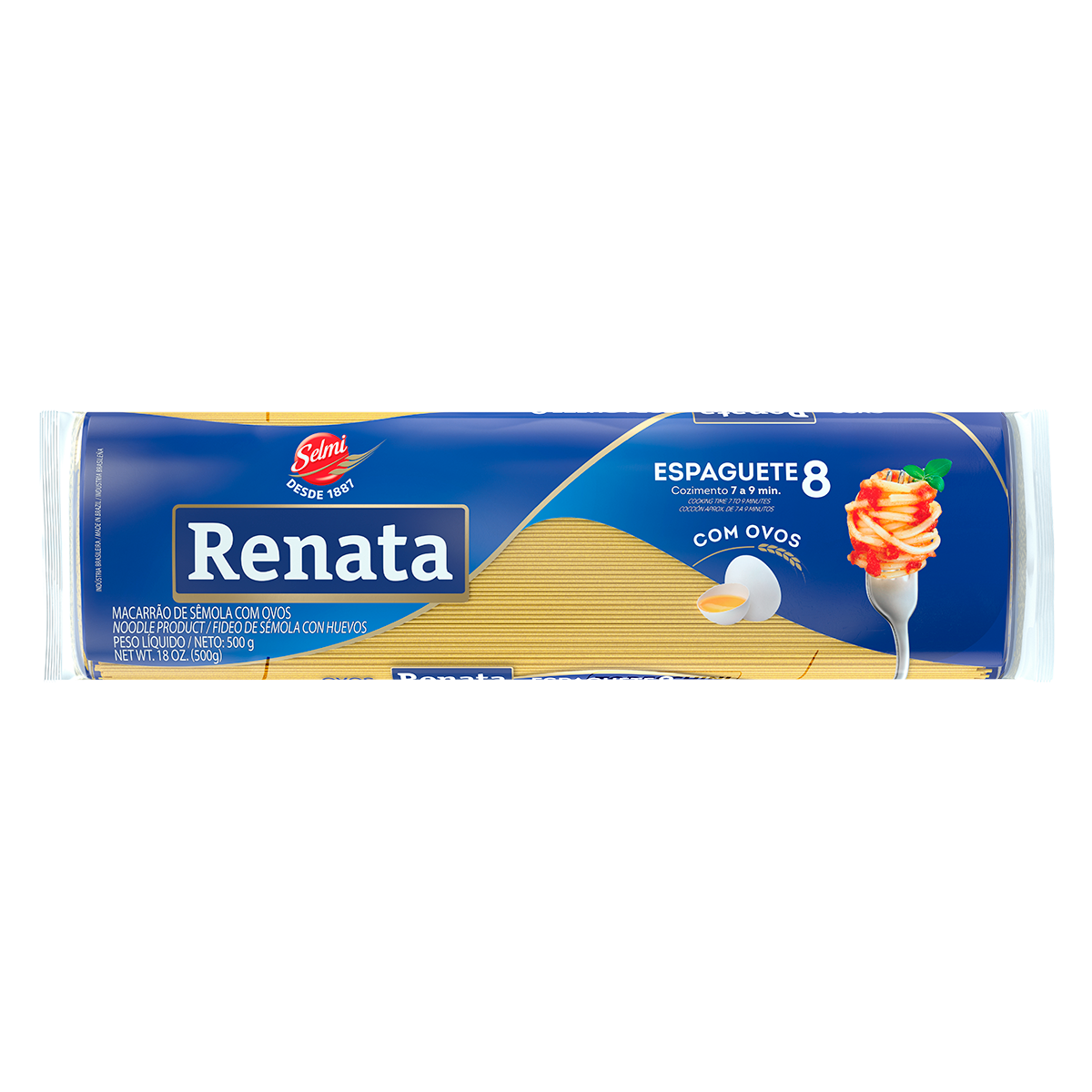 Macarr&atilde;o de S&ecirc;mola com Ovos Espaguete 8 Renata Pacote 500g
