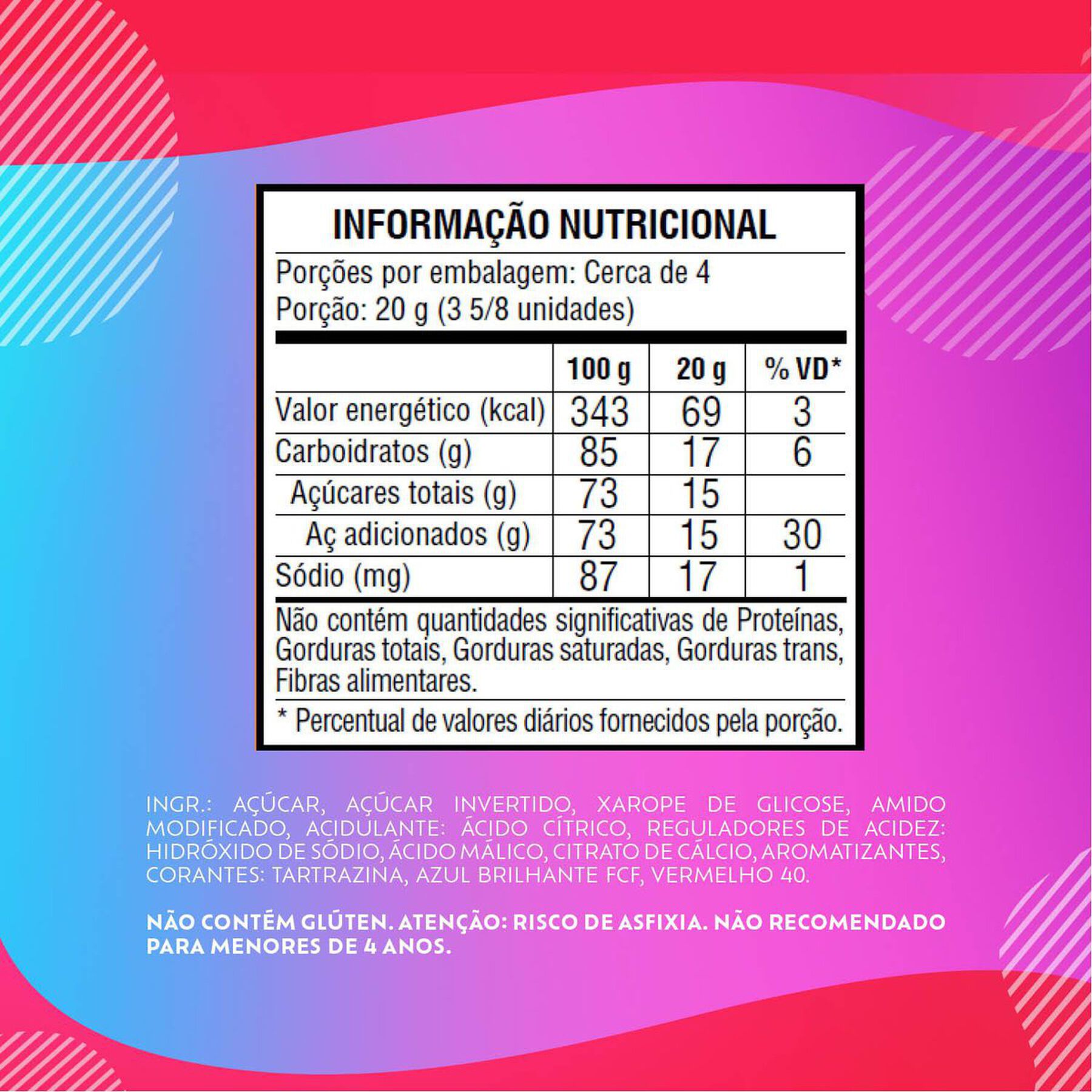 Bala Azedinha Citric Blueberry Rabinho de Gato Bubbaloo Pacote 82,5g