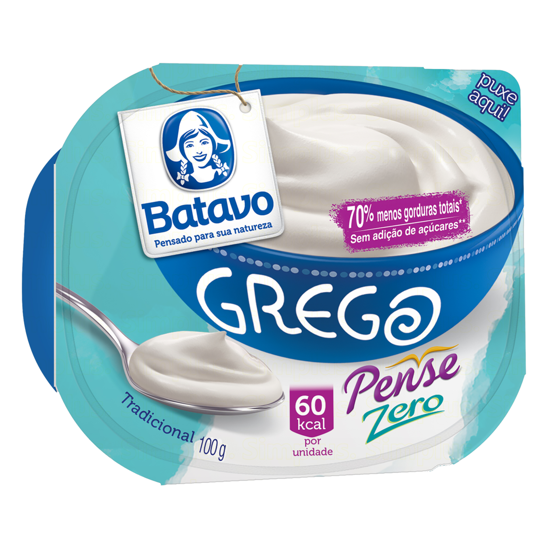 Iogurte Parcialmente Desnatado Grego Tradicional Batavo Pense Zero Pote 100g