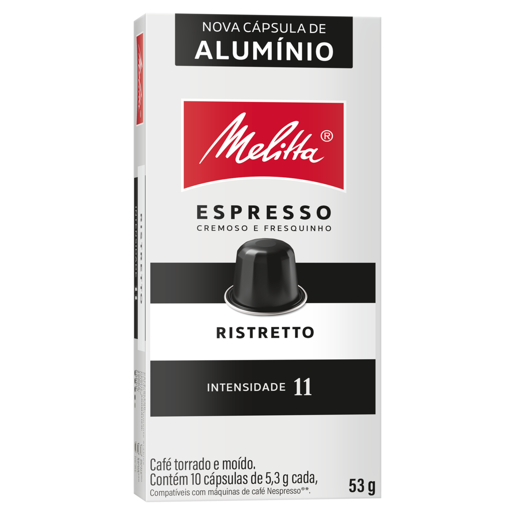Caf&eacute; em C&aacute;psula Torrado e Mo&iacute;do Ristretto Espresso Melitta Caixa 53g C/10 Unidades
