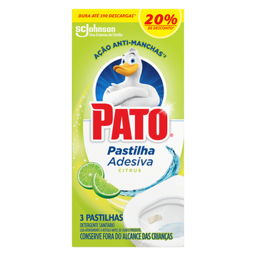 Detergente Sanitário Pastilha Adesiva Citrus Pato C/3 Unidades - Embalagem 20% de Desconto