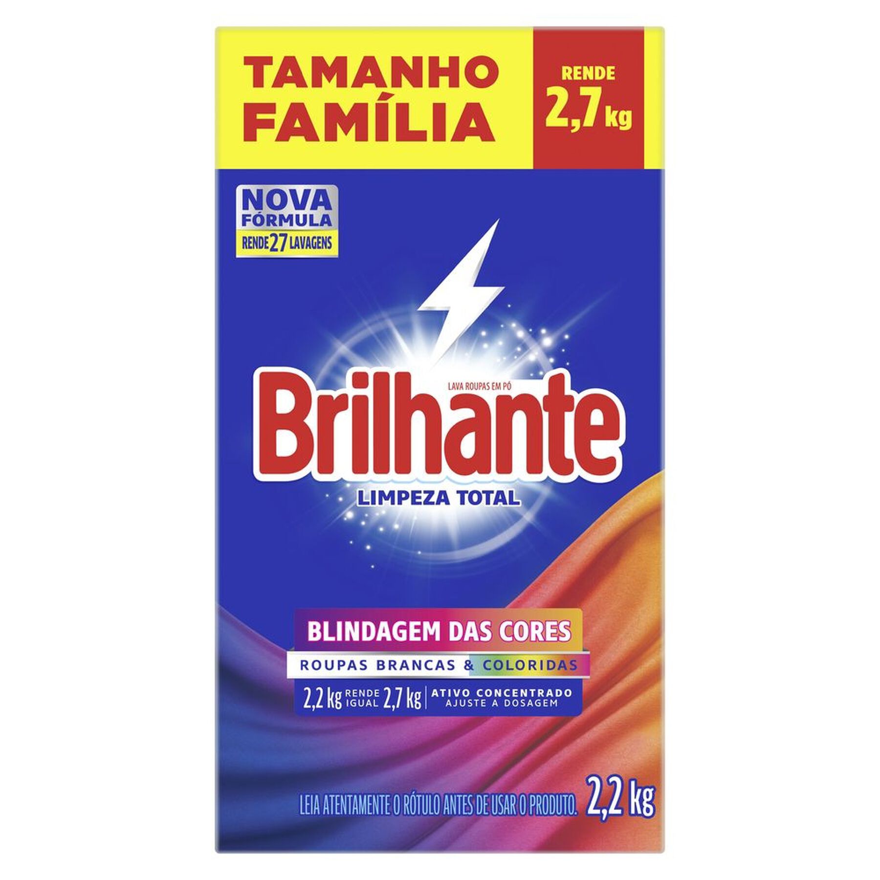 Sabão em Pó Roupas Brancas e Coloridas Limpeza Total Brilhante Caixa 2,2kg