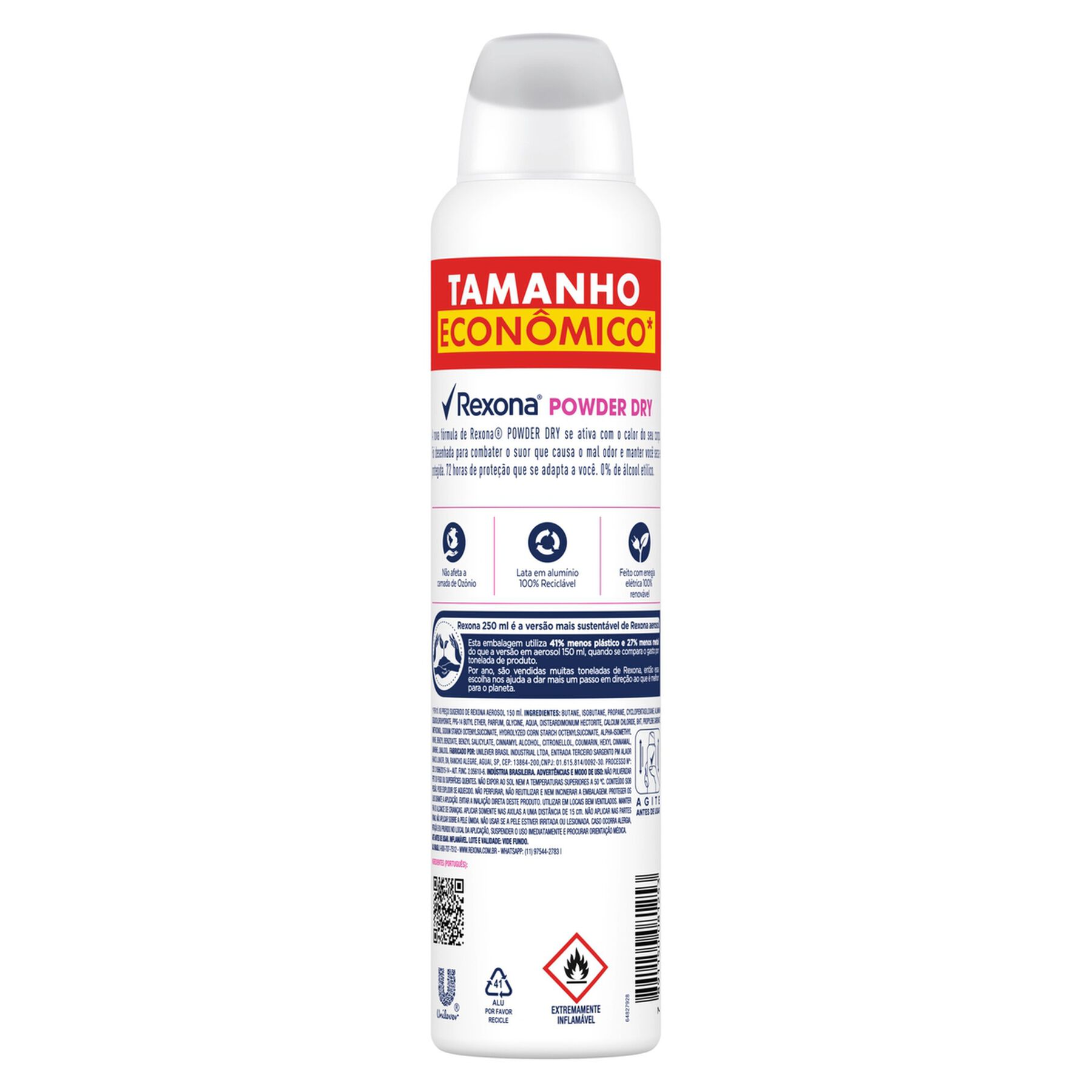 Desodorante Antitranspirante Aerosol Rexona Powder Dry 250ml&nbsp;