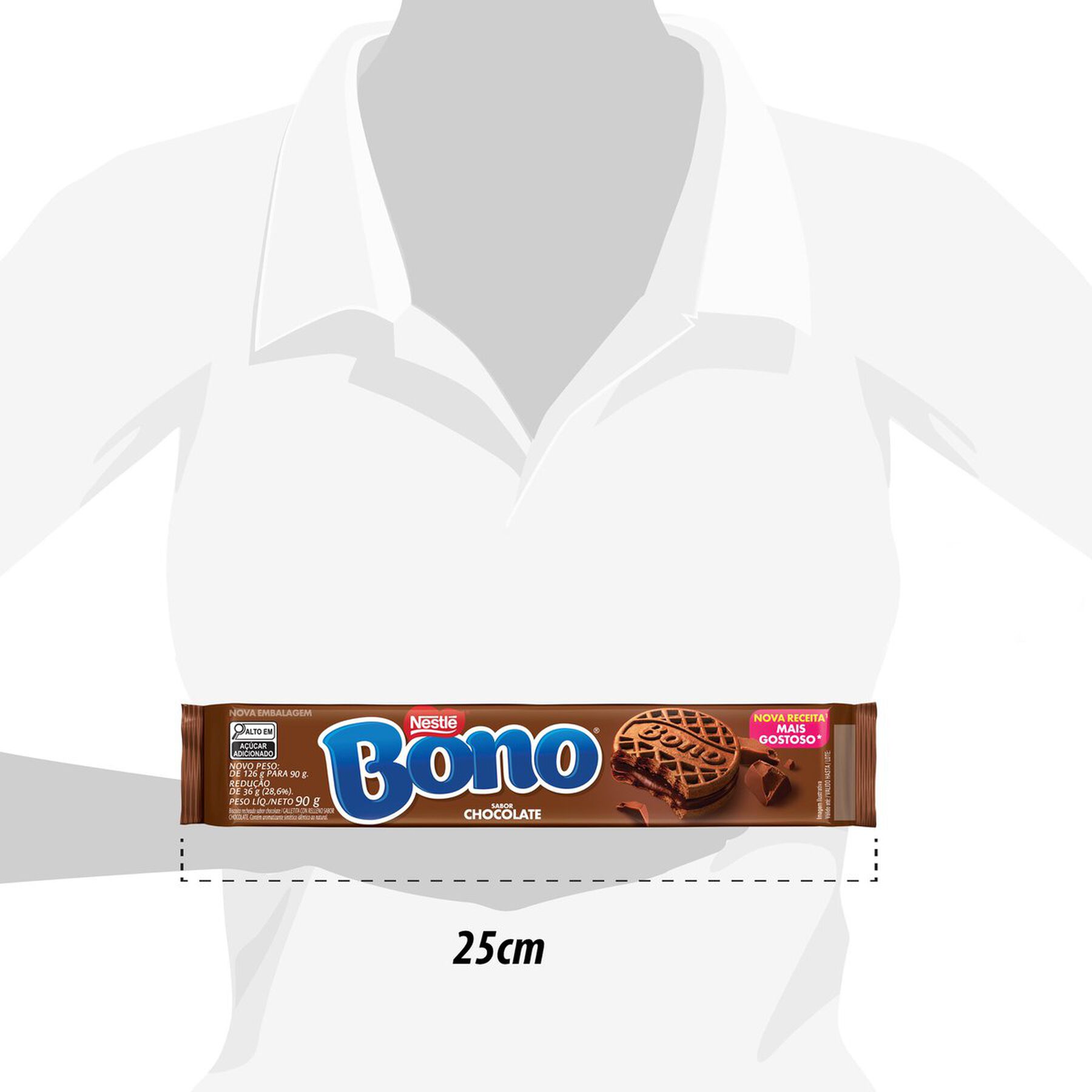 Biscoito Recheio Chocolate Bono Nestlé Pacote 90g