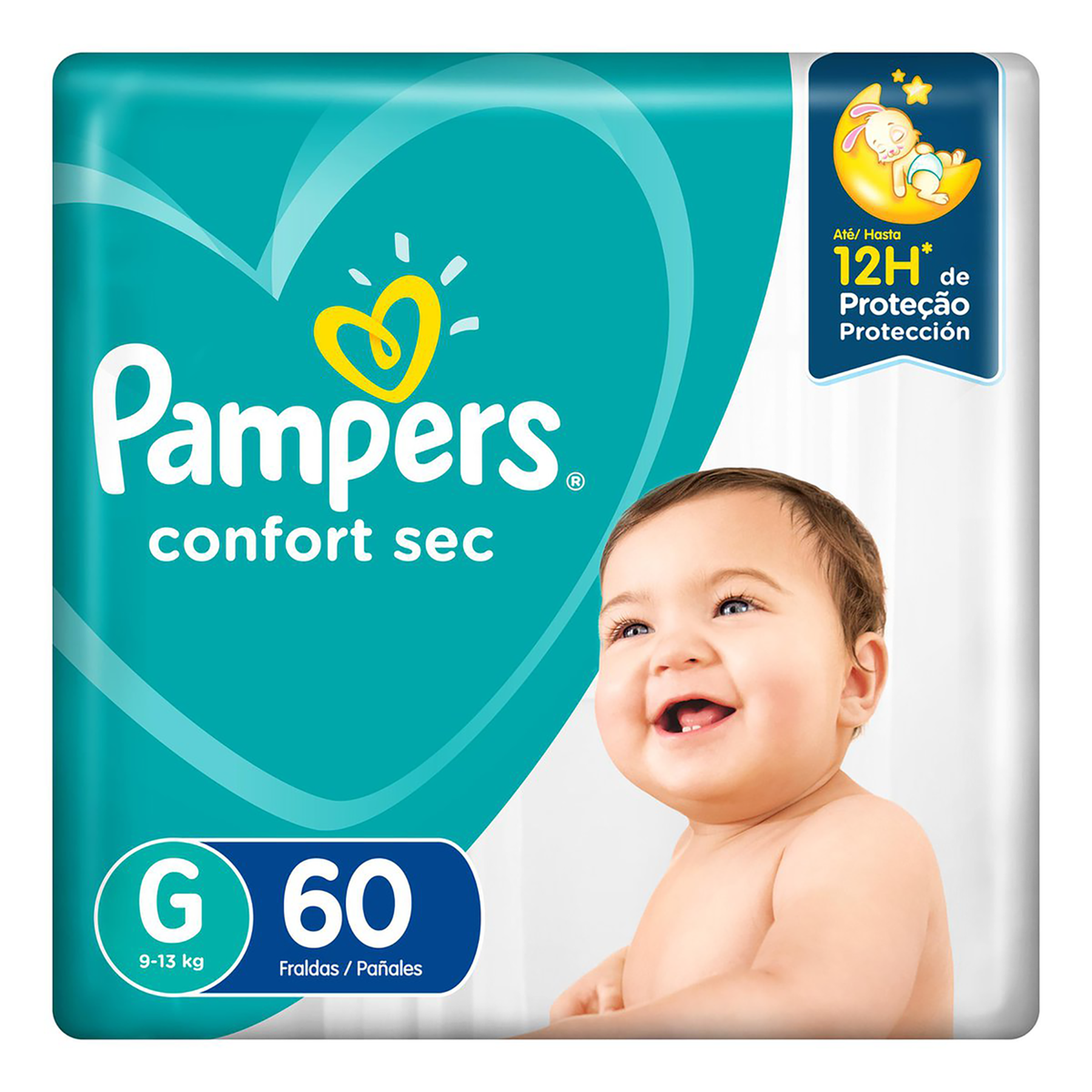 Fralda Descartável Infantil Confort Sec Pampers Tam. G Pacote C/60 Unidades