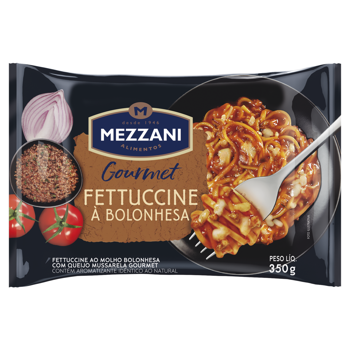 Macarr&atilde;o Fettuccine &agrave; Bolonhesa Mezzani Gourmet Pacote 350g