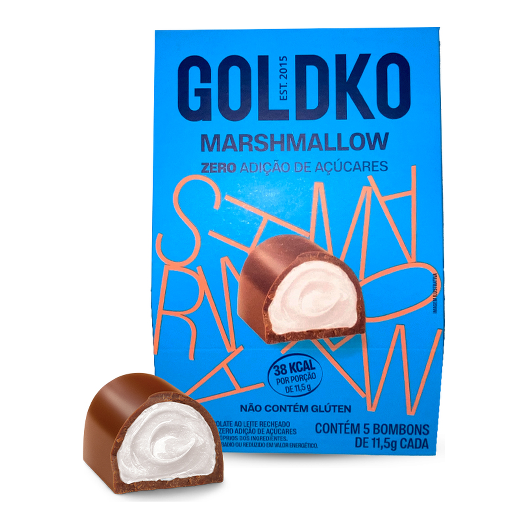 Bombom ao Leite Recheio Marshmallow Goldko Caixa 57,5g C/5 Unidades