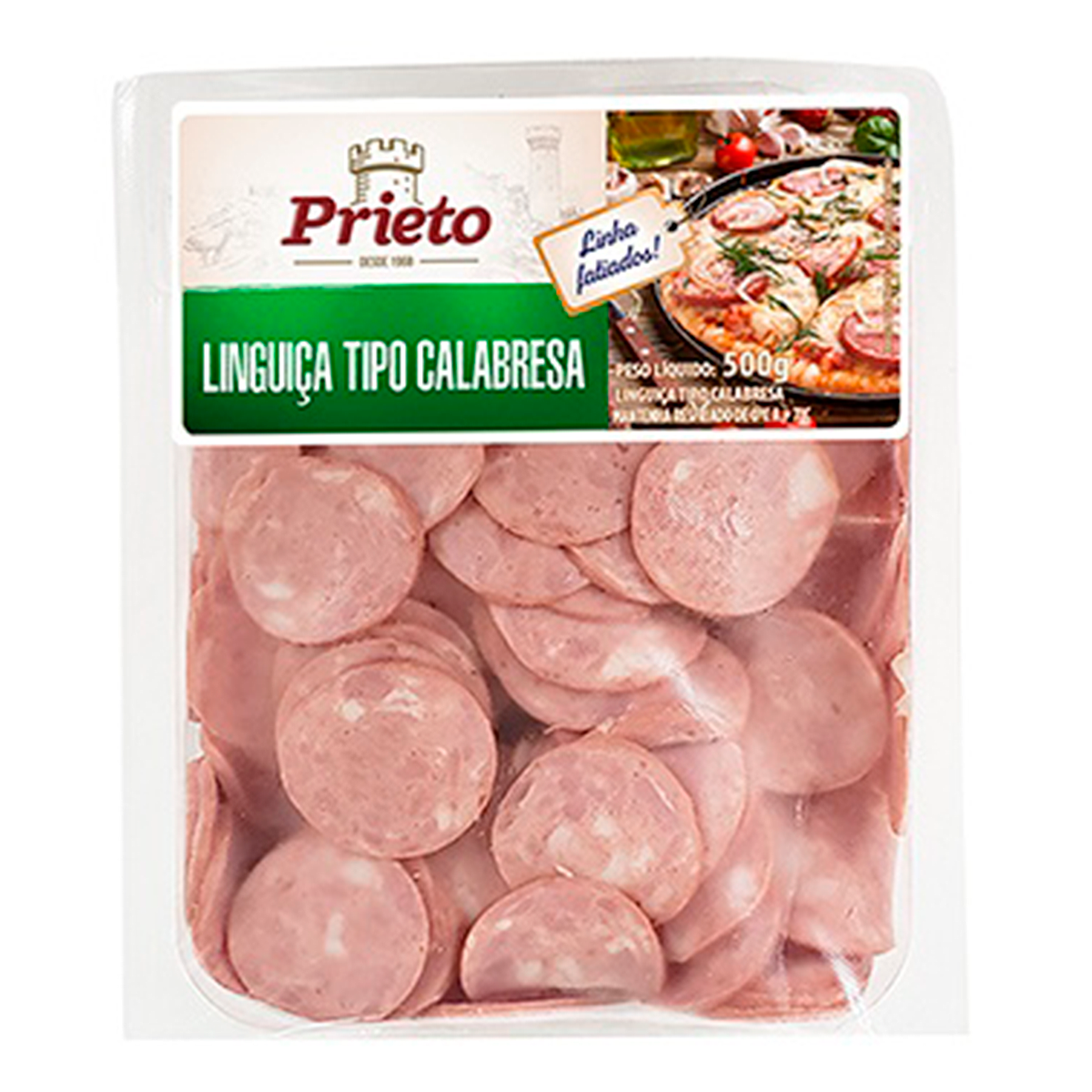 Linguiça Calabresa Defumada Fatiada Prieto 500g