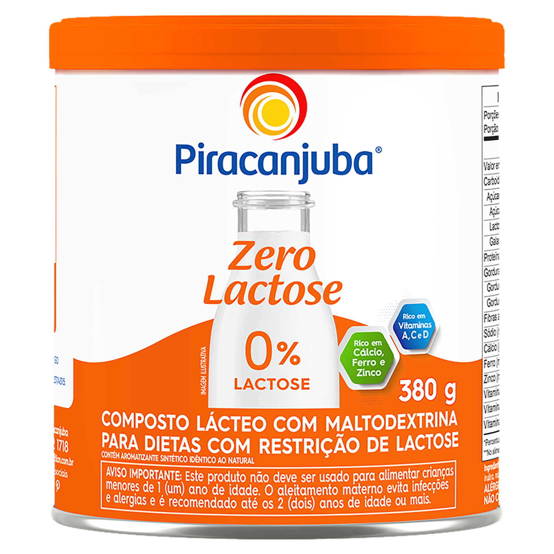 Composto Lácteo Zero Lactose Piracanjuba Lata 380g