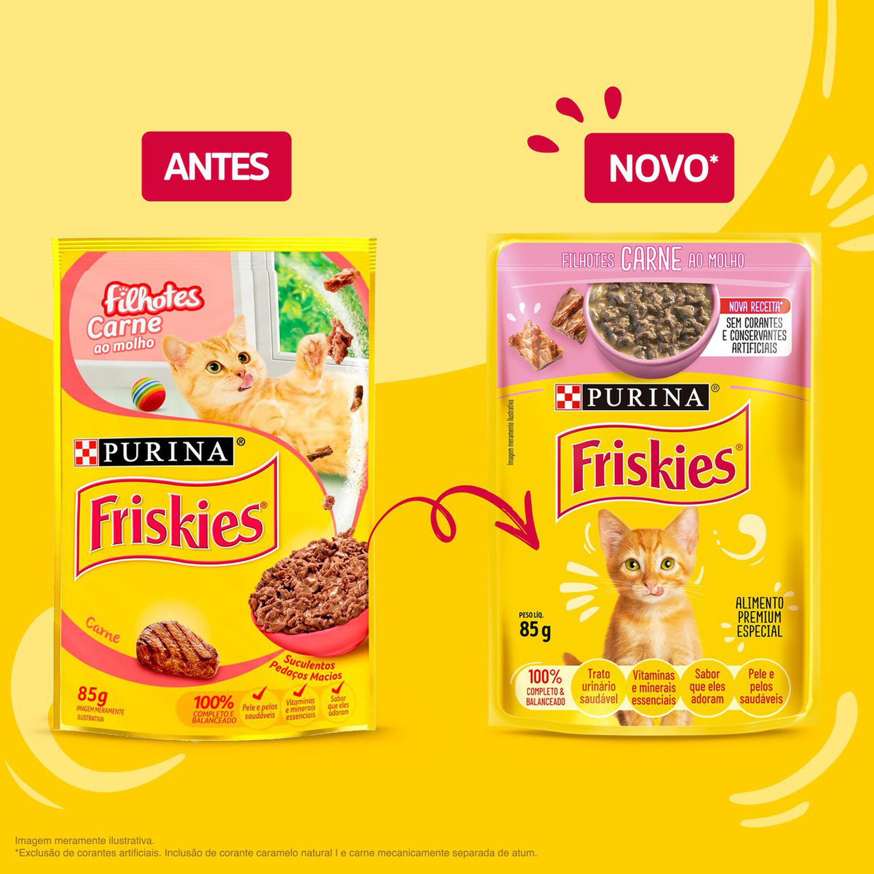 Alimento para Gatos Filhotes Carne ao Molho Purina Friskies Sachê 85g