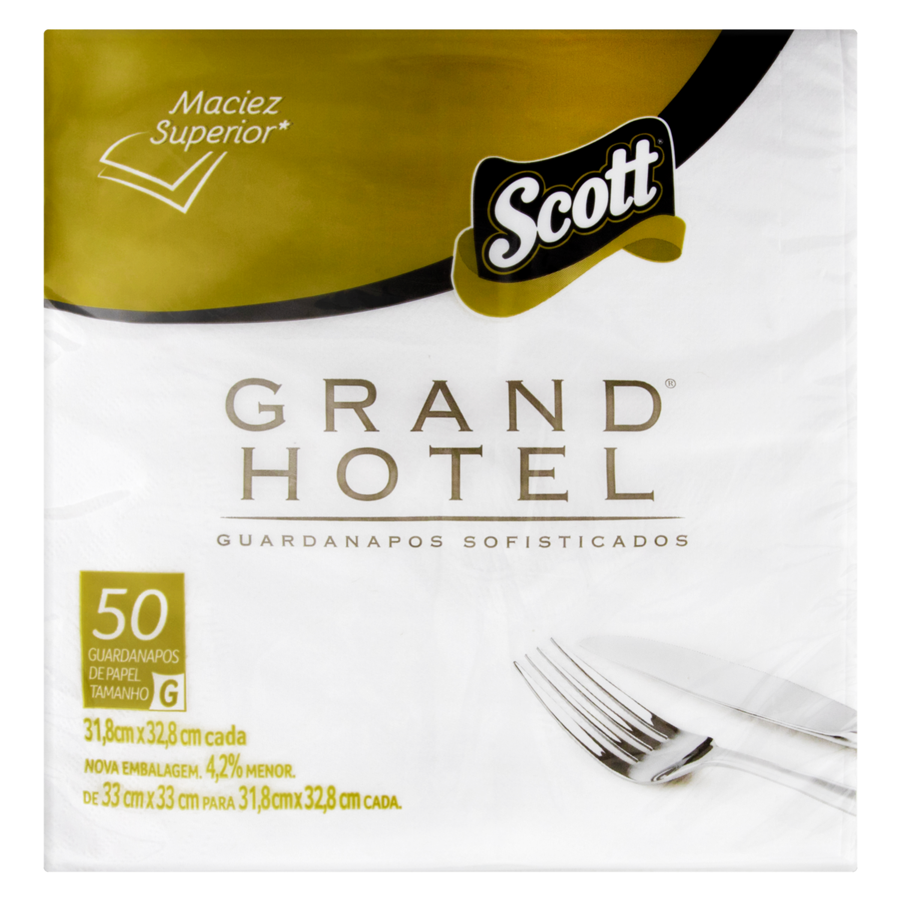 Guardanapo de Papel Folha Dupla Scott Grand Hotel 31,8cm x 32,8cm Pacote C/50 Unidades