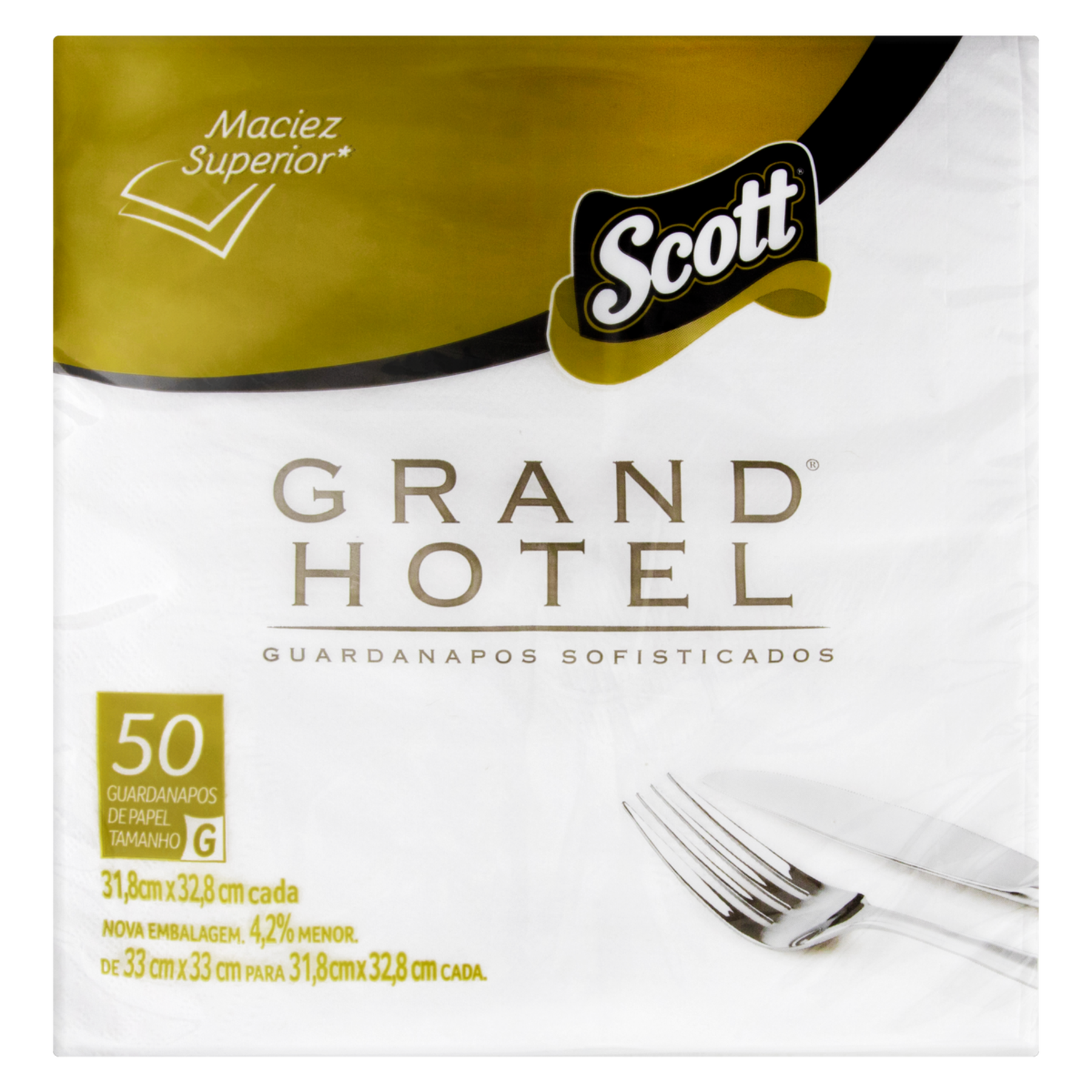 Guardanapo de Papel Folha Dupla Scott Grand Hotel 31,8cm x 32,8cm Pacote C/50 Unidades