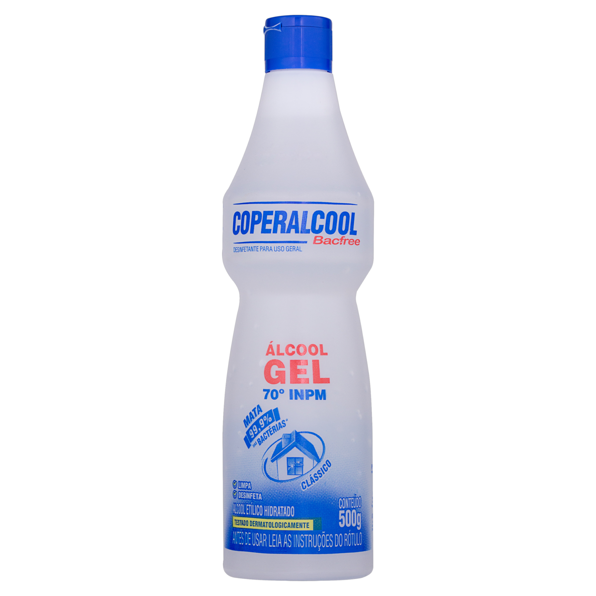 &Aacute;lcool em Gel 70&ordm; INPM Cl&aacute;ssico Coperalcool Bacfree Squeeze 500g