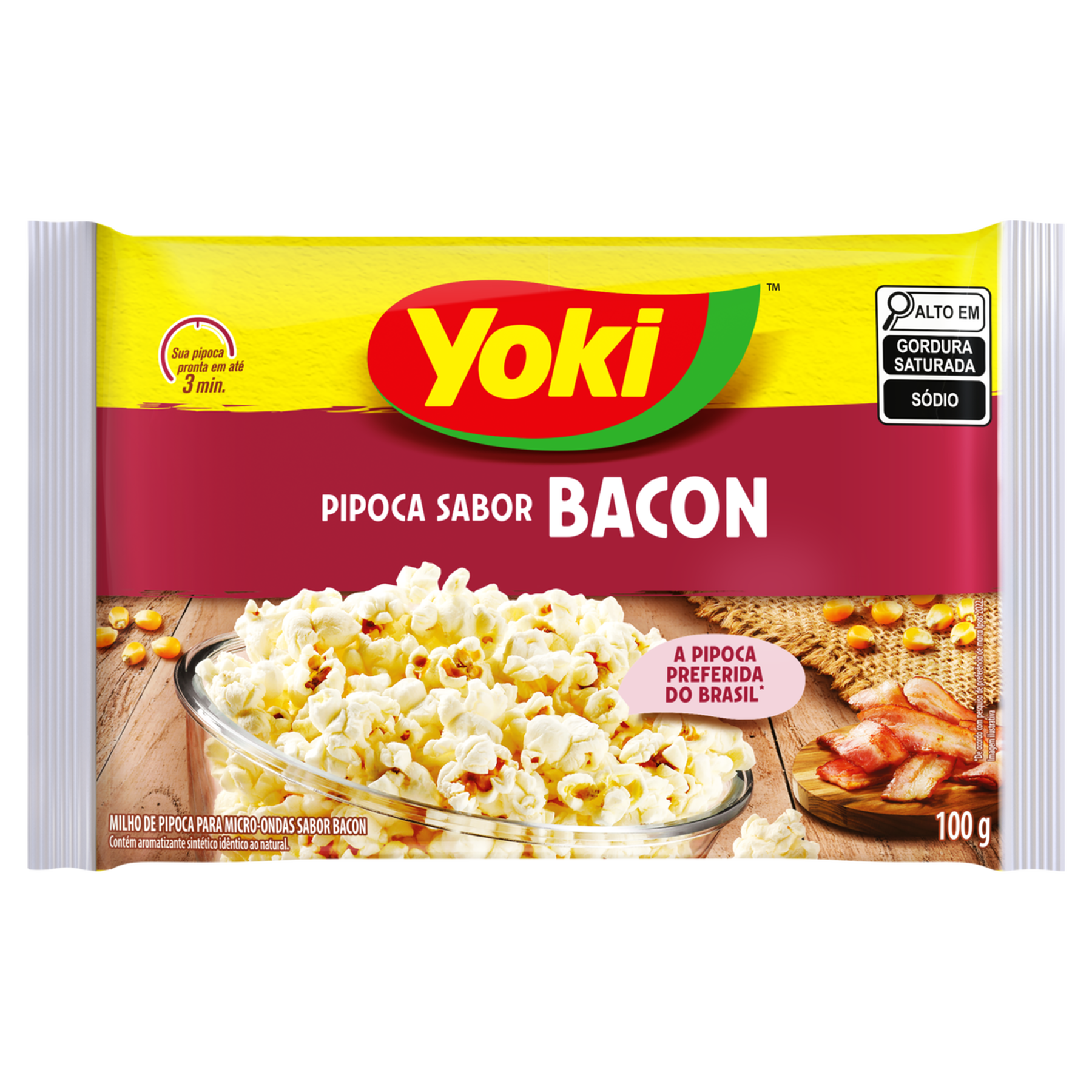 Pipoca para Micro-Ondas Bacon Yoki Pacote 100g