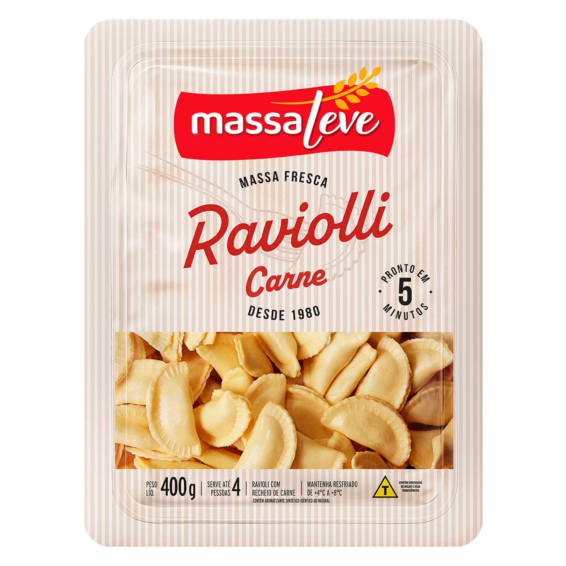 Massa Fresca Raviolli de Carne Massa Leve Pacote 400g