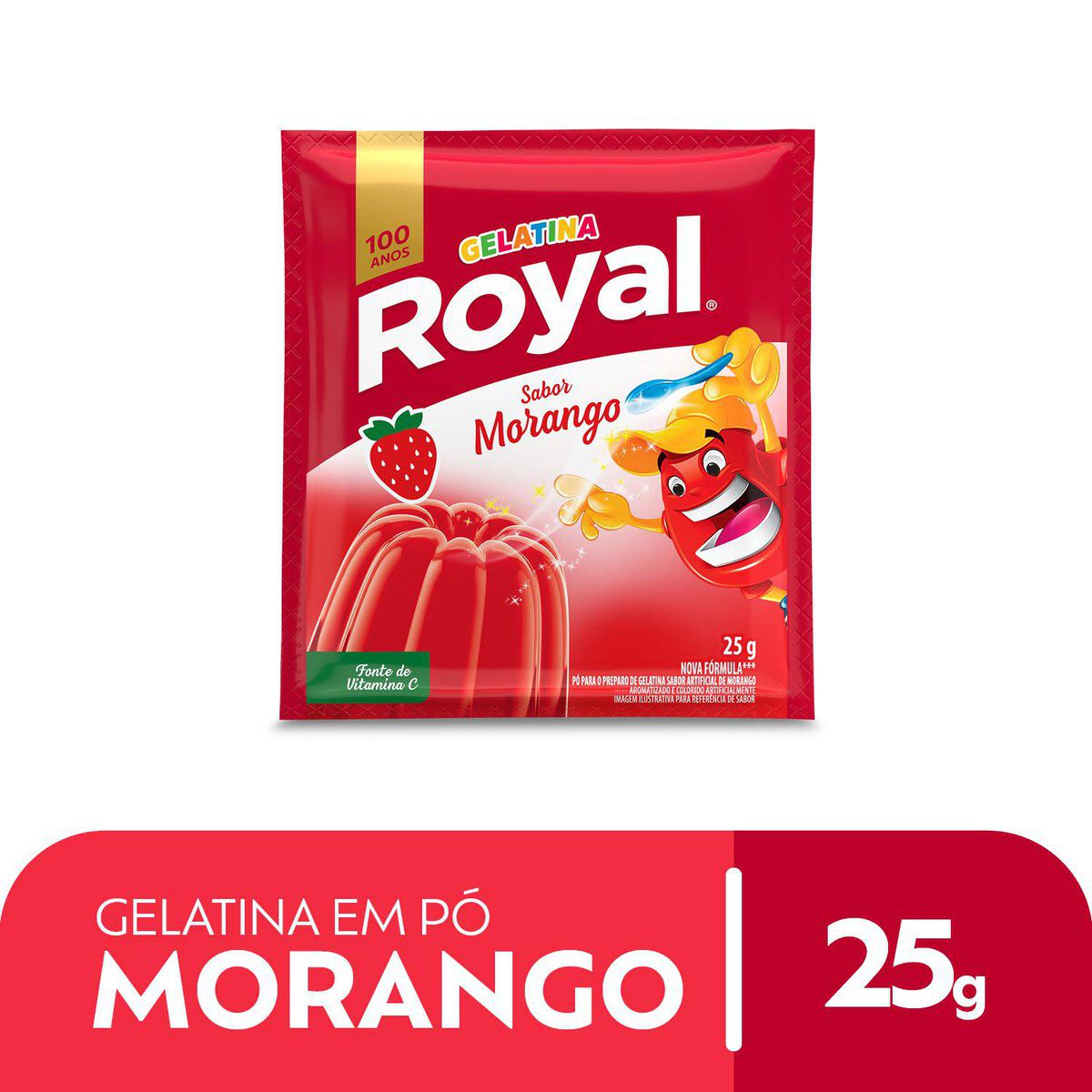 Gelatina em P&oacute; Morango Royal Pacote 25g